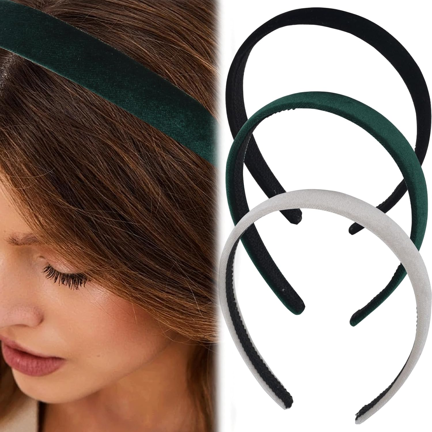 AYNKH 3 Pieces Velvet Headbands, Velvet Headbands, Korean Autumn and Winter, Suitable for All Kinds of Hairstyles, Suitable for Sports, Travel, Party, Daily Wear image number 4