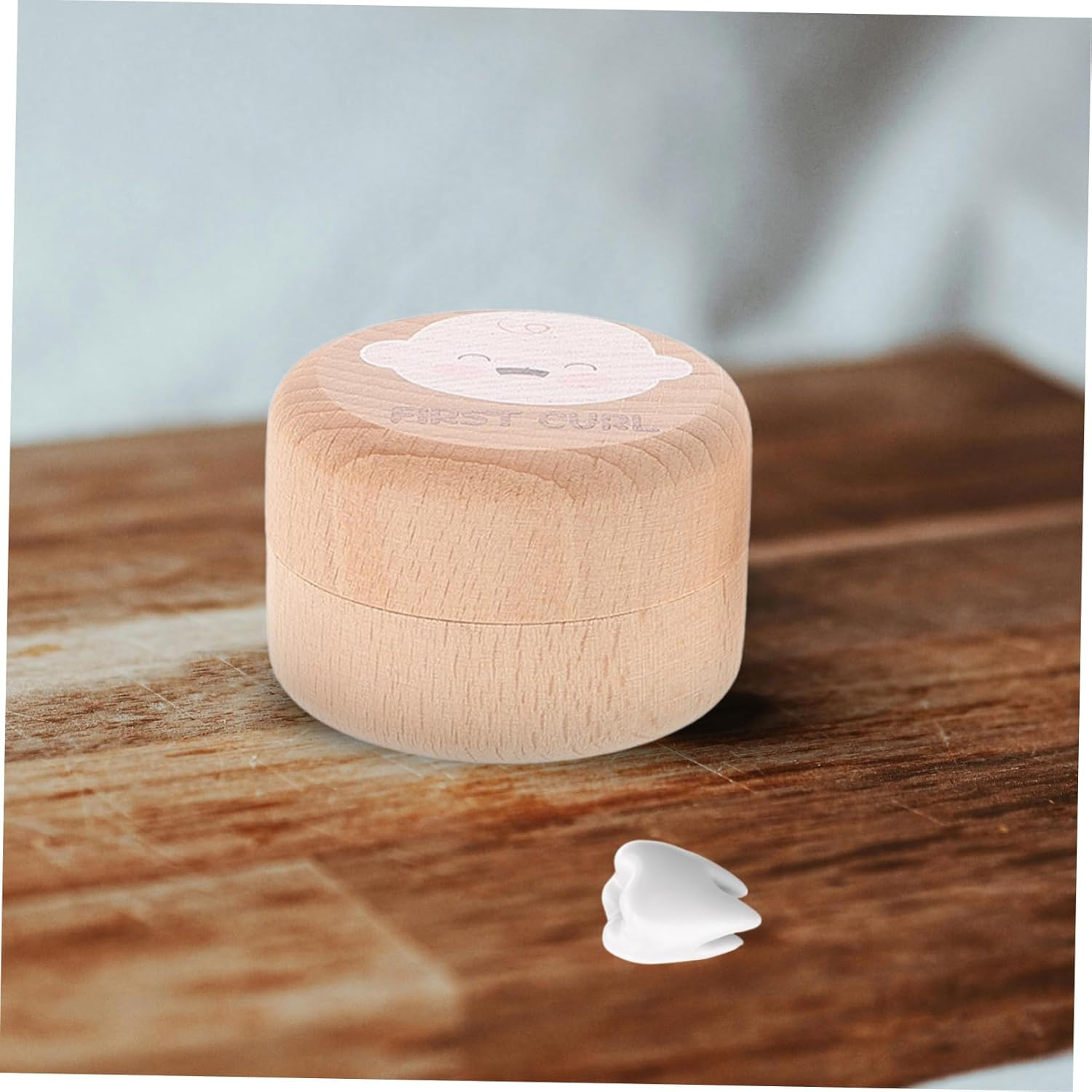 Vaguelly 2Pcs Wooden Baby Tooth Keepsake Box and First Curl Storage Box for Boys and Girls round Solid Wood Tooth Holder Set and Hair Collection Baby Memory Organizer image number 6