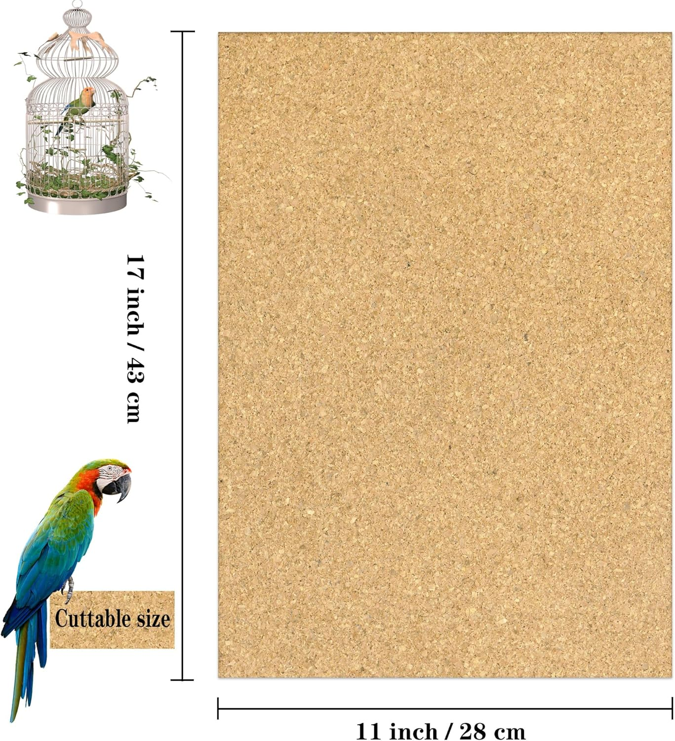 Gravel Paper for Bird Cage,Birdcage Liner Papers Cuttable Gravel Liner Sea Sand Paper Pet Animal Cages Cushion Great for Hard-Billed Birds Parrot | Clean Safe & Aids in Digestion (8 PCS - 17" X 11") image number 3