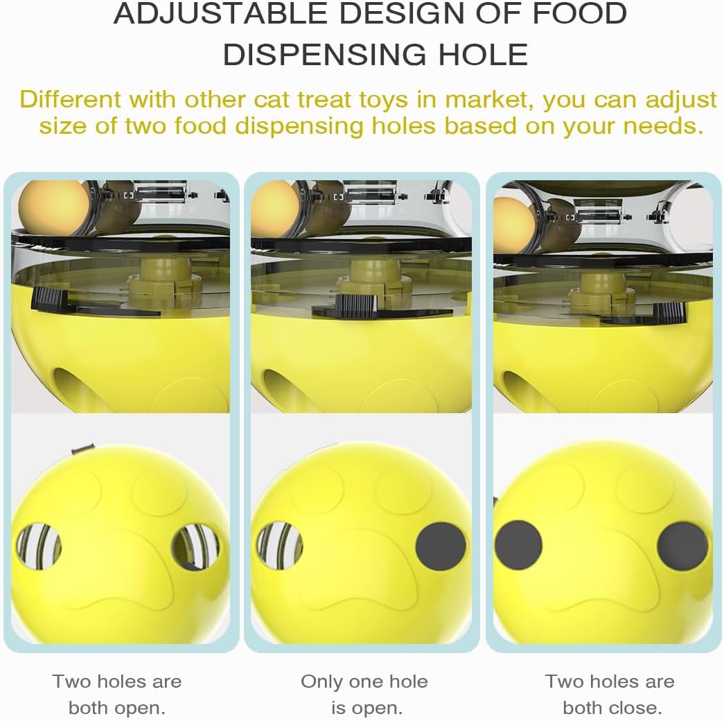 Tumbler Puzzle Feeder Cat Toy, Interactive Treat Dispenser with Cat Treats Temptations for Indoor Cats, Self-Play Exercise Toy for Bored Adult Cats Kittens, Stimulating Mental Physical (Yellow) image number 4