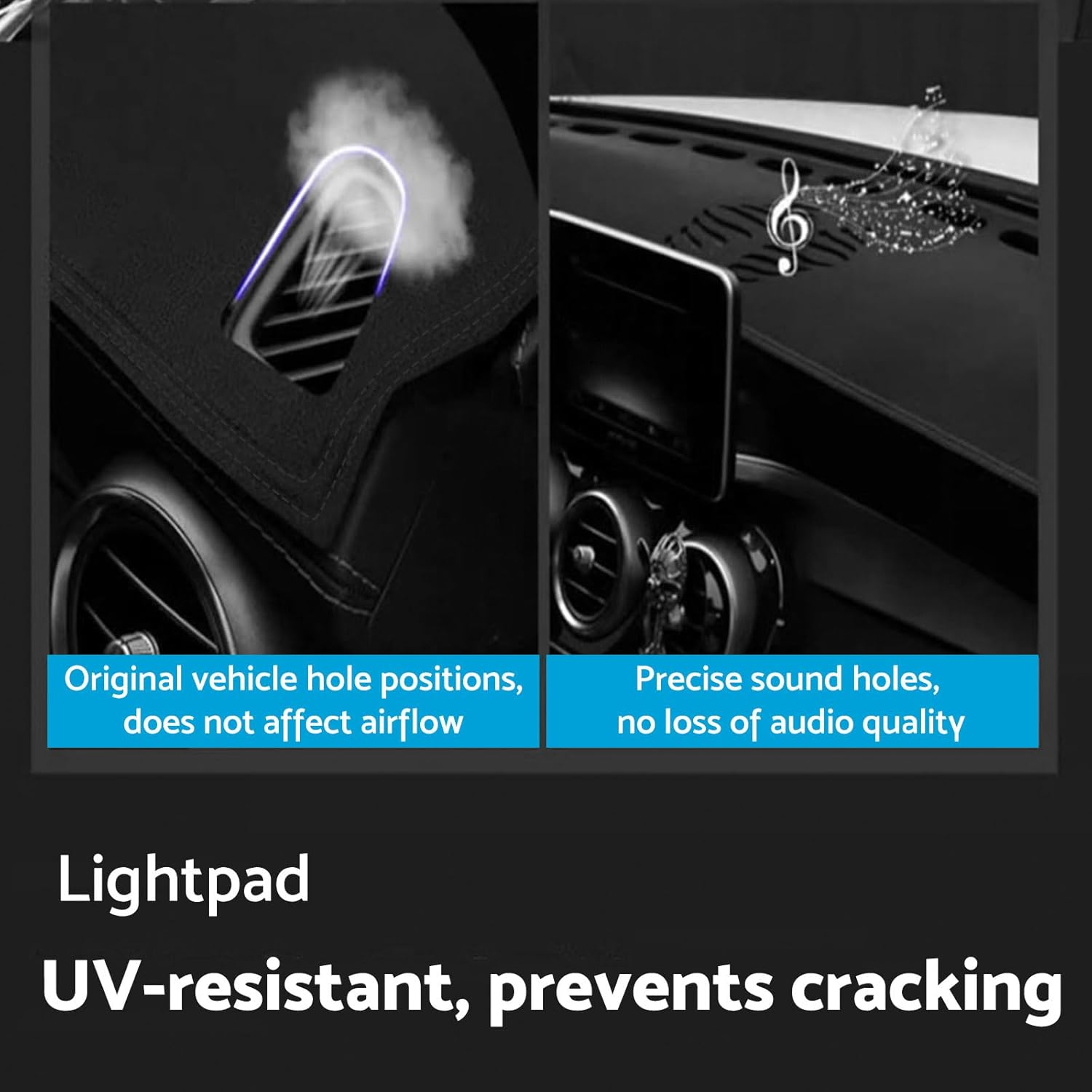 Dash Mat Microfiber Leather Black Suitable for Ford Ranger Next-Gen 2022-Current image number 5