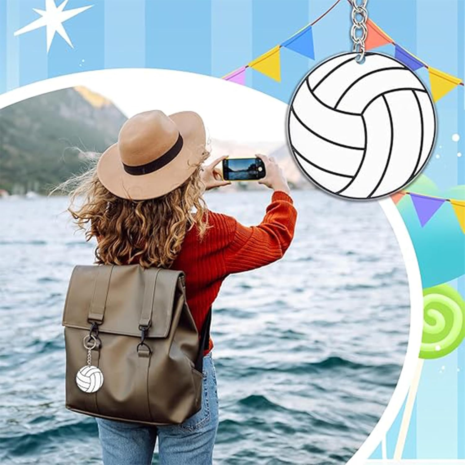 20 Pack Volleyball Keychains, Cute Sports Party Favors, DIY Name Tags, School Rewards, Volleyball Gifts for Kids, Small Team Souvenirs, Sports Ball Keychains image number 6