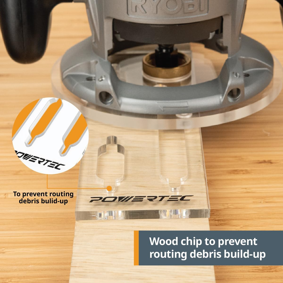 POWERTEC 71120V Clear 1/4" Thick Acrylic Picture-Hanging Keyhole Template for Routing Picture Frame and Woodworking, 1 PK image number 1