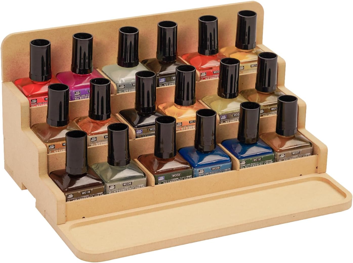 Bucasso Plastic Model Baking Rack, 4 Tier Paint Ink Bottle Paint Tool Storage Kit, MDF Material Model Tool Organizer, Craft Supplies Storage Rack for Tamiya/Gouda Paint and Miniature Model Tools, Gk3 image number 3