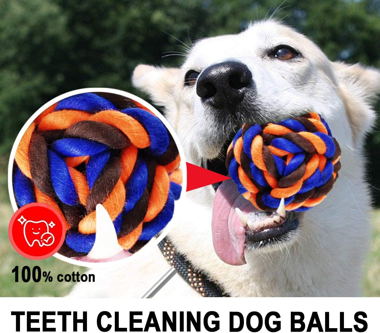 Tough Dog Chew Toys for Aggressive Chewers, 6 Pack Durable Dog Balls & Dental Cotton Dog Rope Toys for Medium Large Breeds, Puppy Teething & Interactive Enrichment Toys