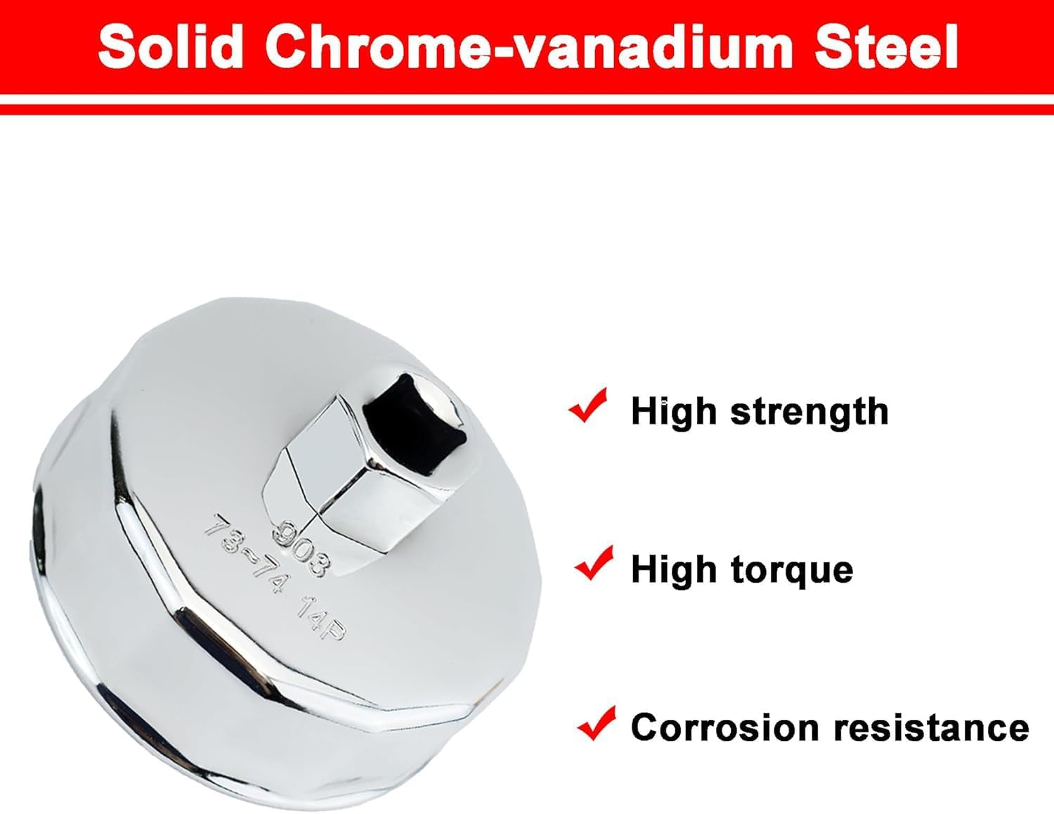 74Mm 14 Flutes Oil Filter Wrench Socket Tool for Volkswagen, Mercedes Benz, VW, Audi, Porsche, Mazda, Sprinter for Many Vehicles Including Volkswagen image number 2