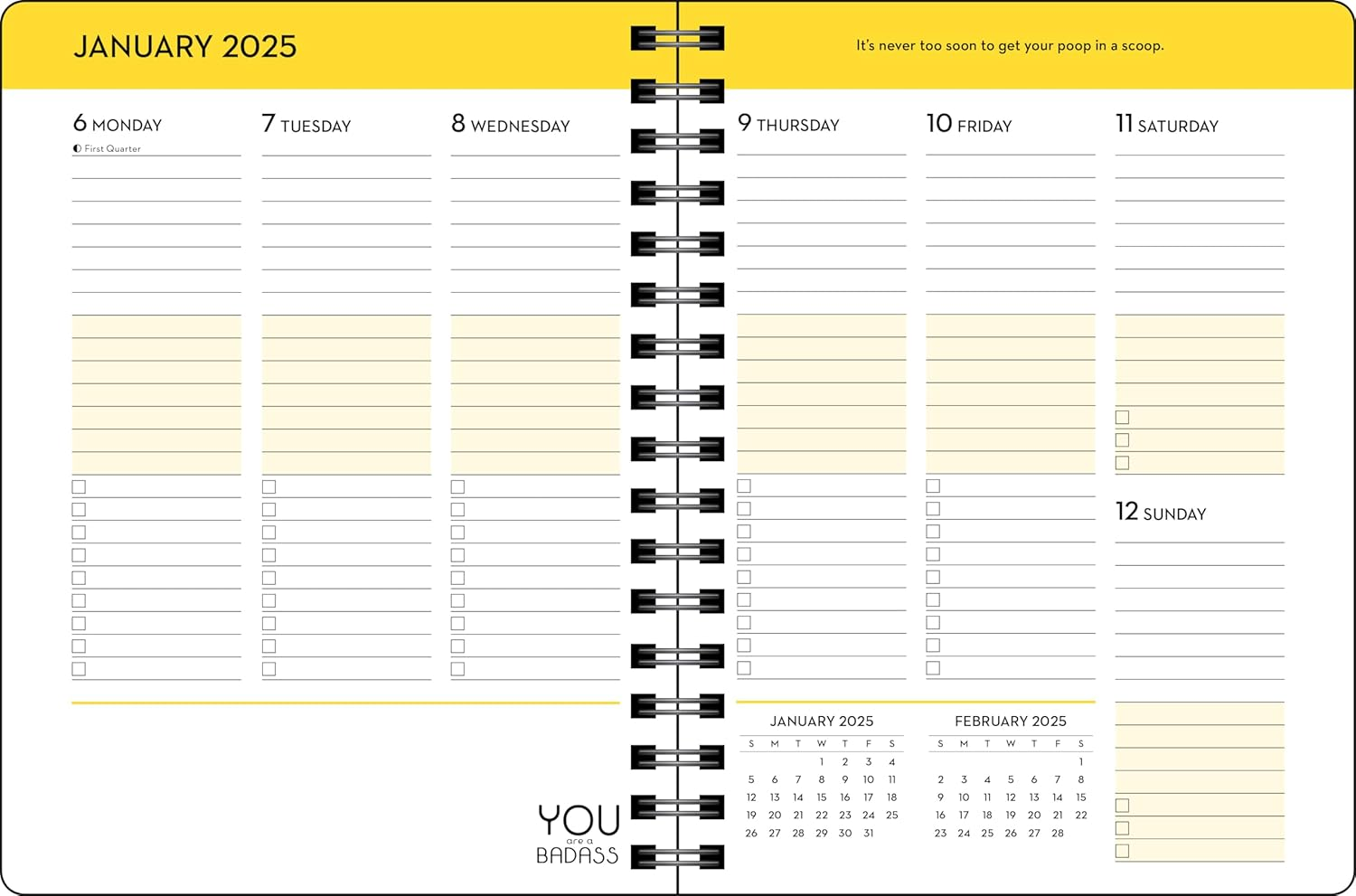 You Are a Badass Deluxe Organizer 17-Month 2024-2025 Weekly/Monthly Planner Cale image number 5