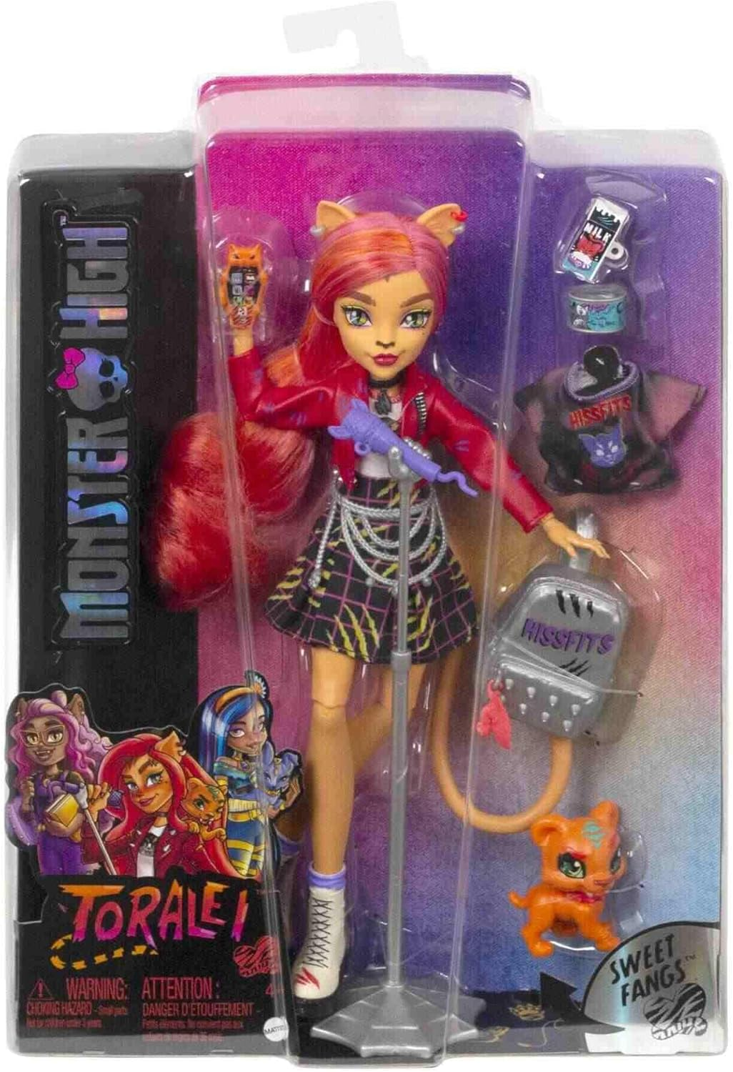 Monster High Toralei Stripe Doll (10.3 In) with Orange Hair, Pet and Accessories, for 3 Year Olds and Up image number 4