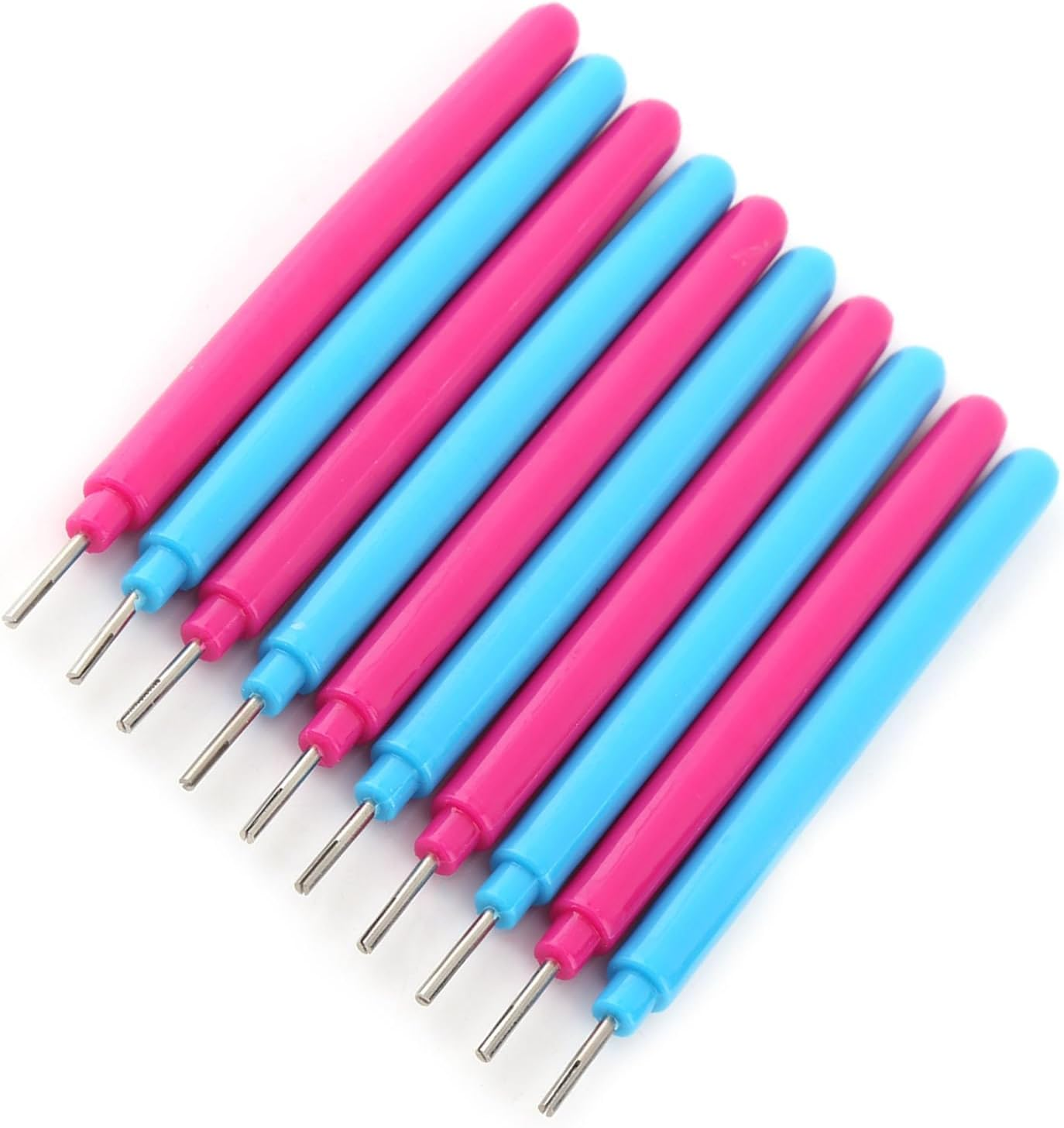 Practical 10Pcs Papercarft Plastic Slotted Paper Quilling Tools DIY Handcraft Curling Pen for Rolling Colorful Papers Crafts Plastic Rose Red & Blue 10Pcs image number 5