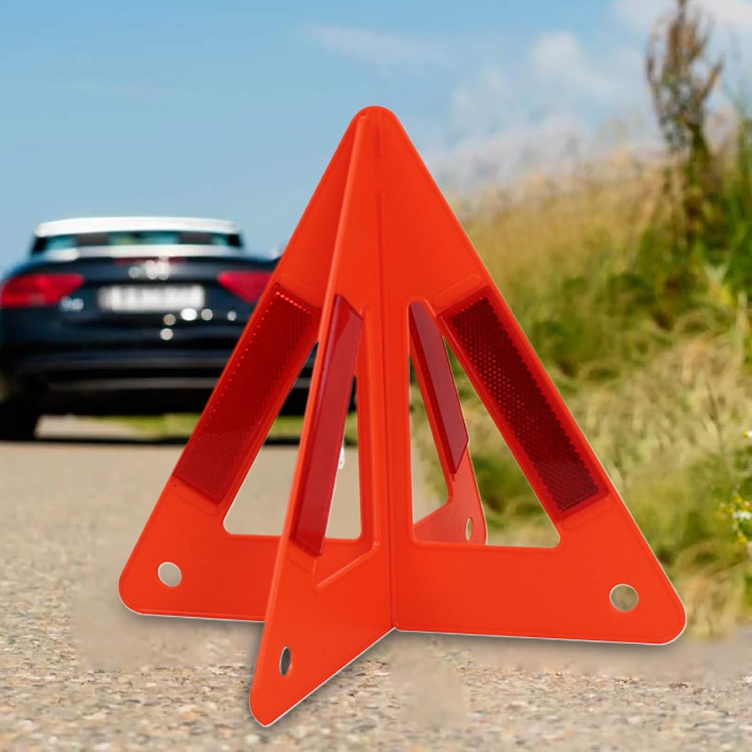 Warning Triangles for Vehicles, Reflective Vehicles Warning Symbol, Non-Slip Compact Triple Hazard Alert, Safety Device, for Family Roadside Protection Emergencys Assistance, 26X23Cm ABS image number 2