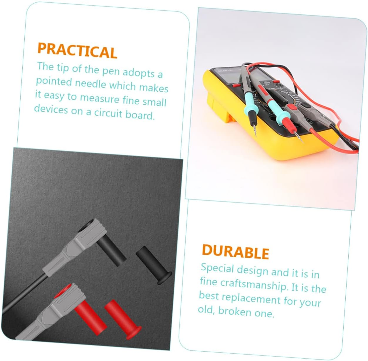 Gatuida High Precision Multimeter Test Leads Kit 1000V/20A Silicone Insulated Probes Ultra-Fine Needle Tips for Automotive and Electronics Testing image number 2