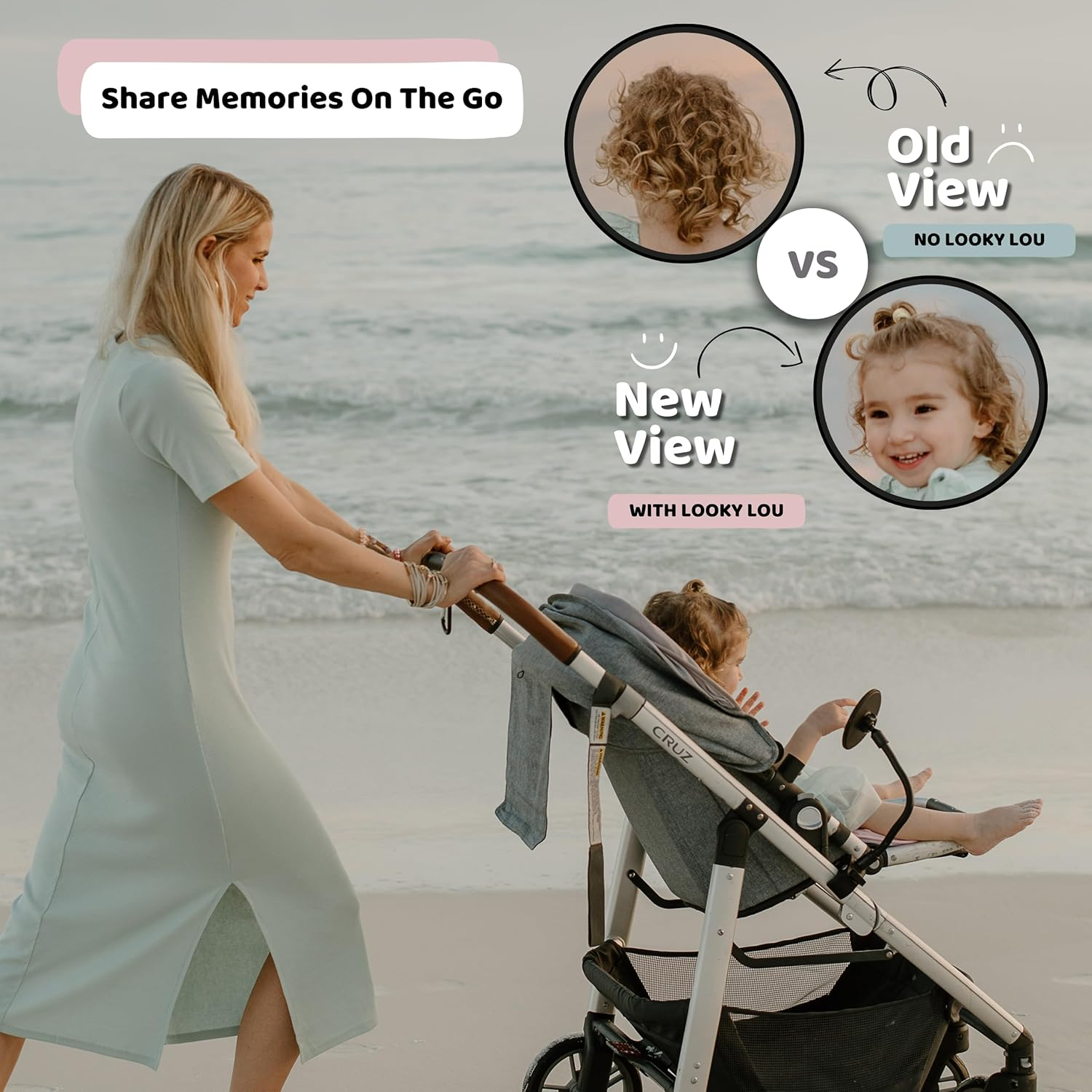 Looky Lou Stroller Mirror - See Baby'S Face in Forward-Facing Pram. Baby Must Haves/Baby Registry Must Haves - Perfect Baby Gift or Baby Gifts ; Use for Baby Travel and Toddler Travel. image number 2