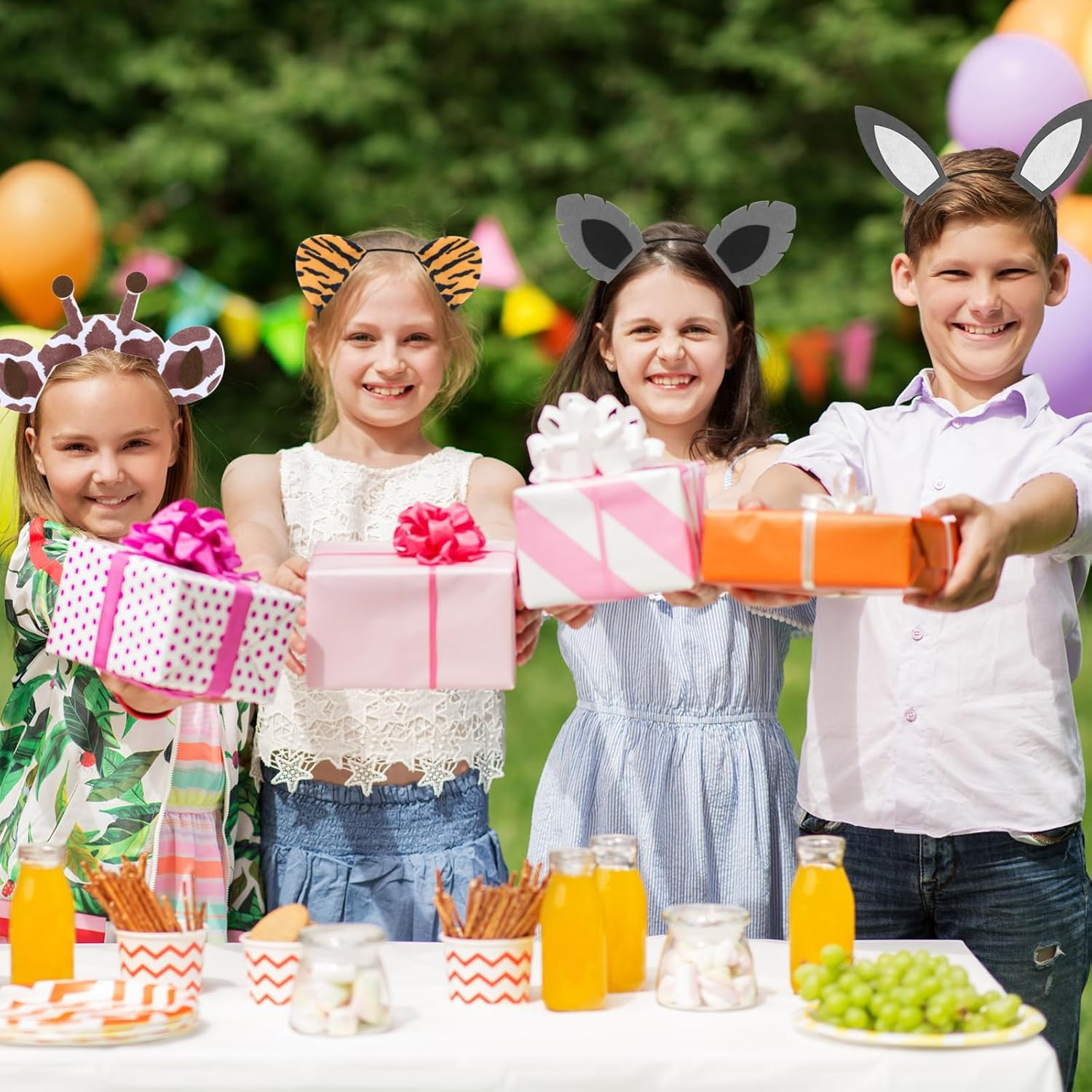 Abaodam 10Pcs Jungle Animal Ears Headbands for Kids Adults - Animal Headdress Decors Animal Hair Hoop for Animal Cosplay Party Supply Stage Performance image number 2