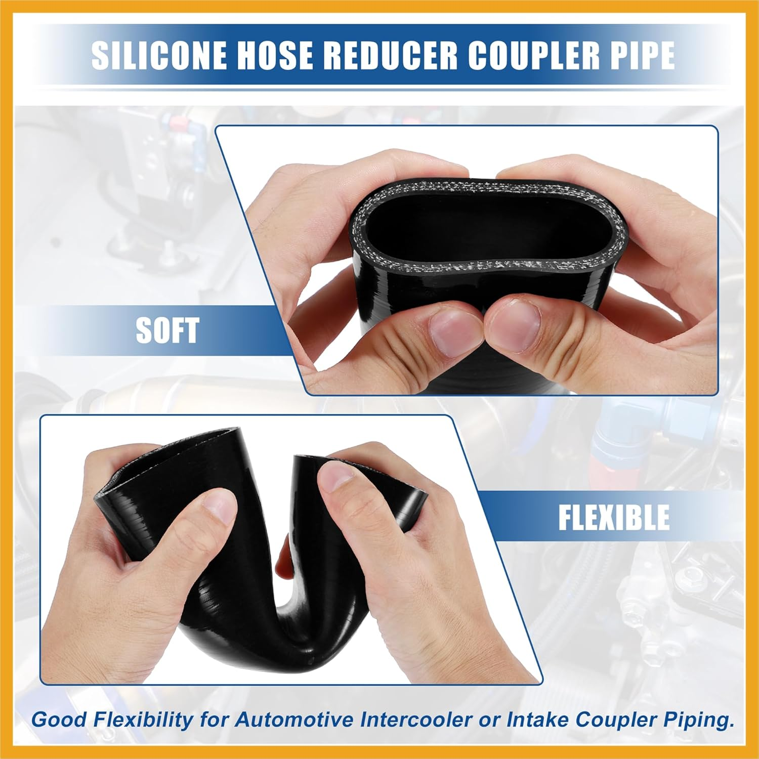 45 Degree 2.0 Inch to 2.5 Inch ID 4Ply Car Elbow Reducer Silicone Hose Coupler Intercooler Tube Intake Piping Black 51-63Mm image number 6