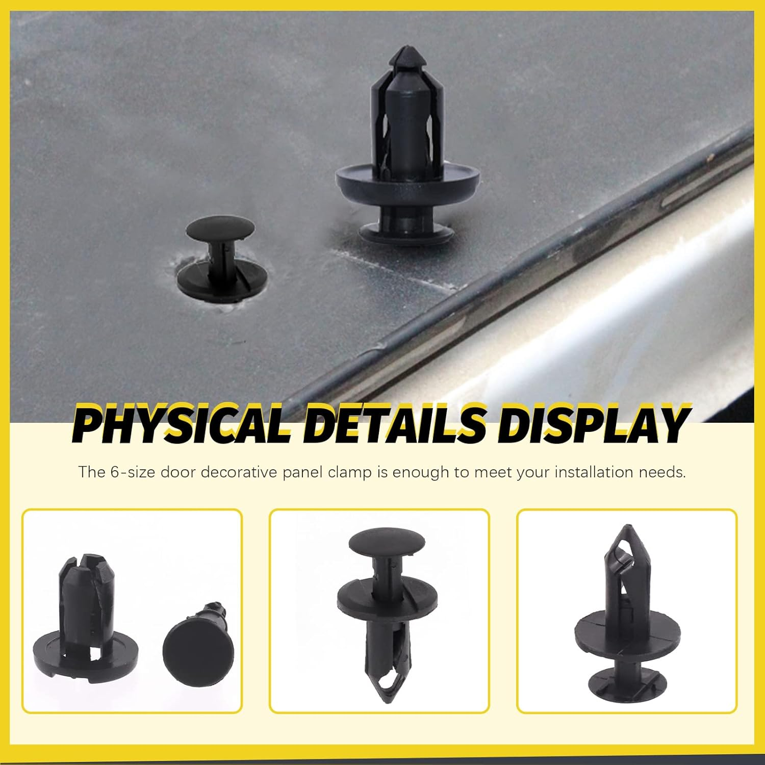 103 Pcs Push-Type Bumper Fasteners Rivet Clips Assortment Kit with 6 Size Door Trim Panel Clips, 30 and 80 Degree Angled Push Pin Pliers, Fastener Removal Tool for Car