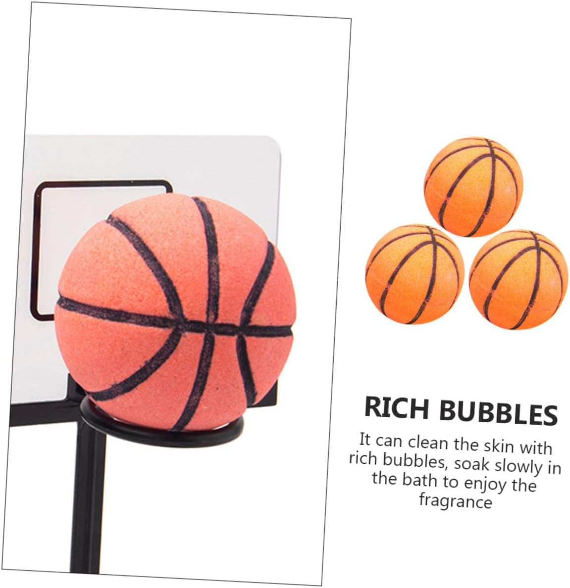 Gatuida 3Pcs Essential Oil Bubble Bath Salt Balls Basketball Shape for Relaxation Bath
