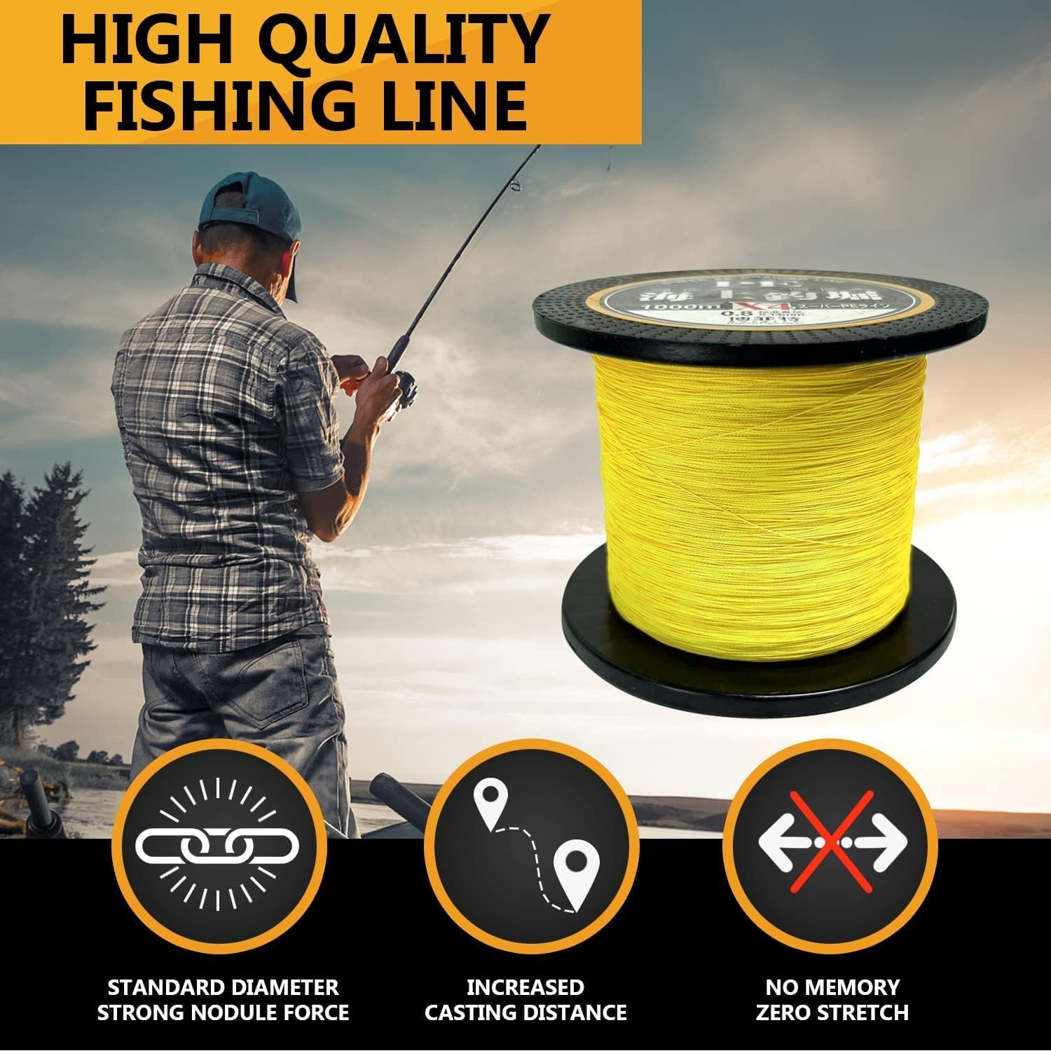 Beyond Braid Braided Fishing Line-Extra Strong Bright Yellow 500M 8-Strand,Abrasion Resistant-No Stretch -For Fresh and Salt Water High Cost Performance,Better Visibility,Smaller Diameter image number 1