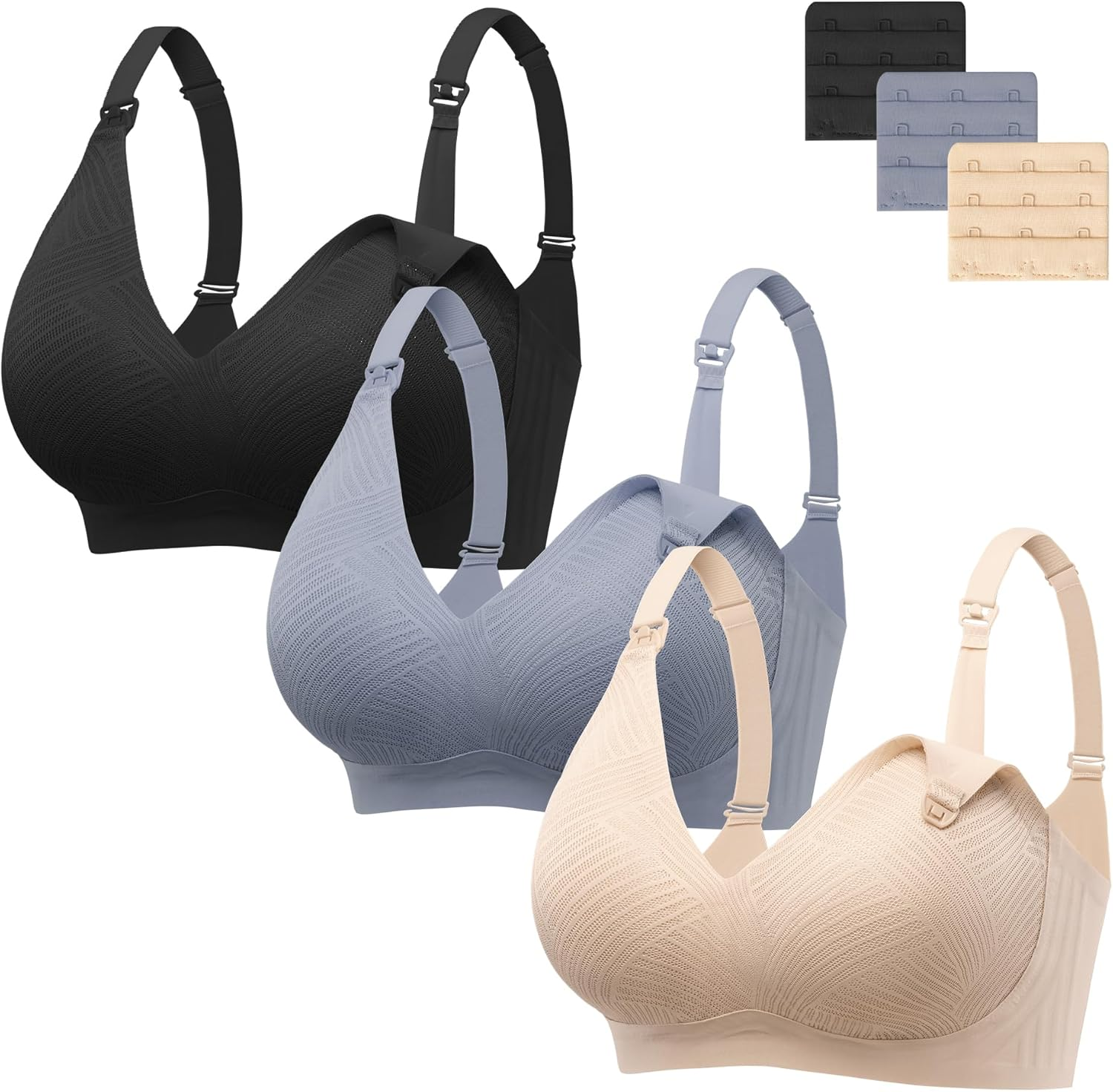 Angelhood Nursing Bras for Breastfeeding, Seamless Wireless Comfort Push up Lace Nursing Maternity Bralette for Pregnancy