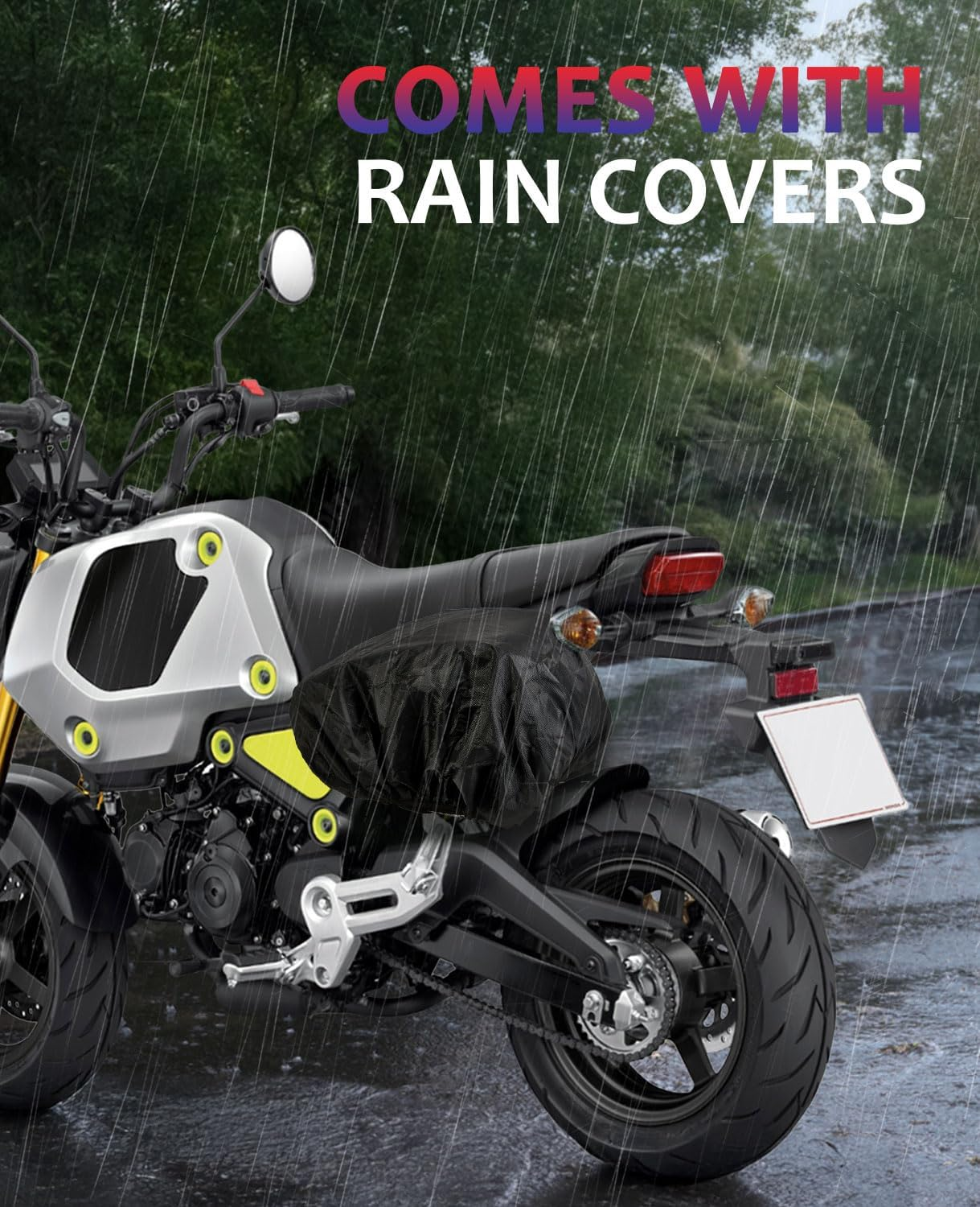 Motorcycle Saddlebags Extendable Motorcycle Saddle Bags Side Bags 30L (15L*2) Waterproof Storage Bag for 2022 2023 2024 2025 Grom Navi Z125 Rebel TW200 Ruckus Minimoto Dirt Bike Dual Sport image number 3