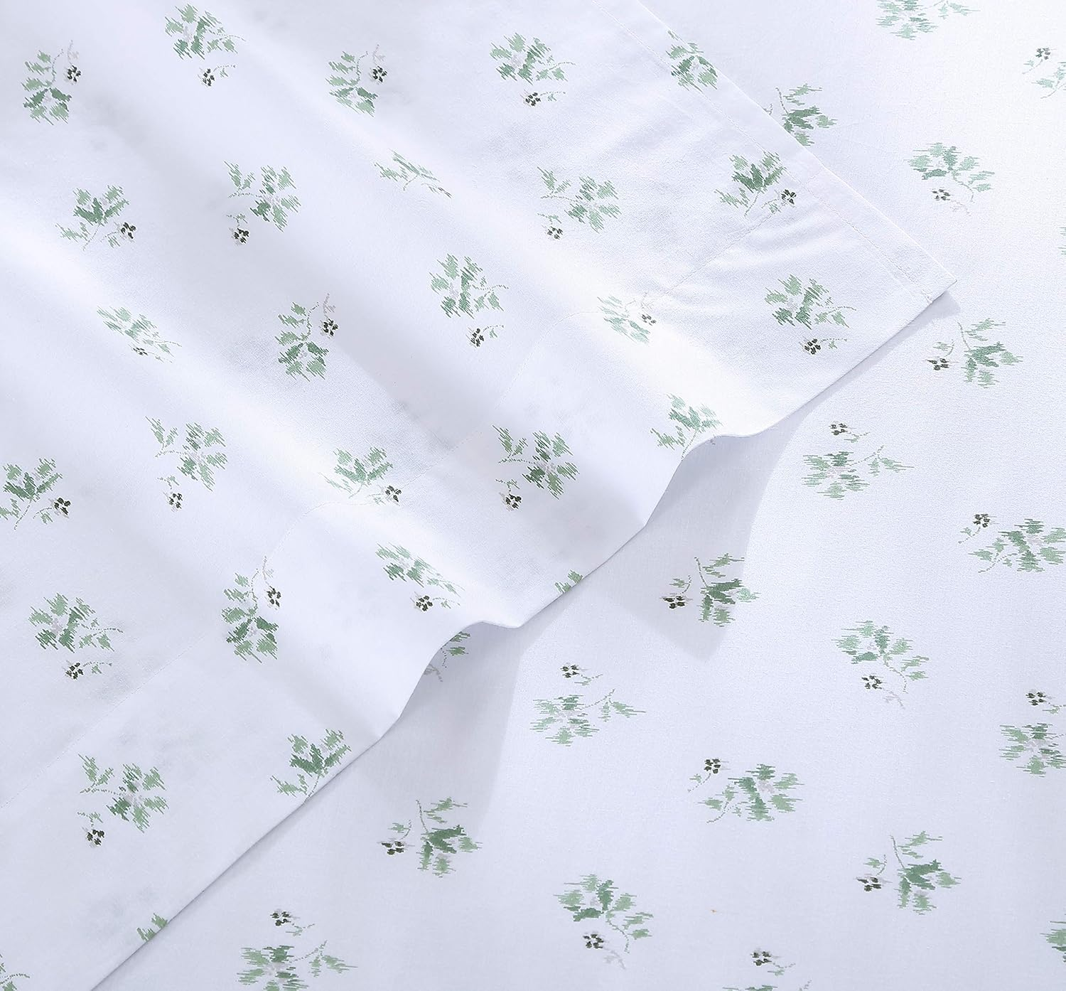 Stone Cottage - Queen Sheets, Cotton Percale Bedding Set, Crisp & Cool Home Decor (Green Sketchy Ditsy, Queen) image number 6