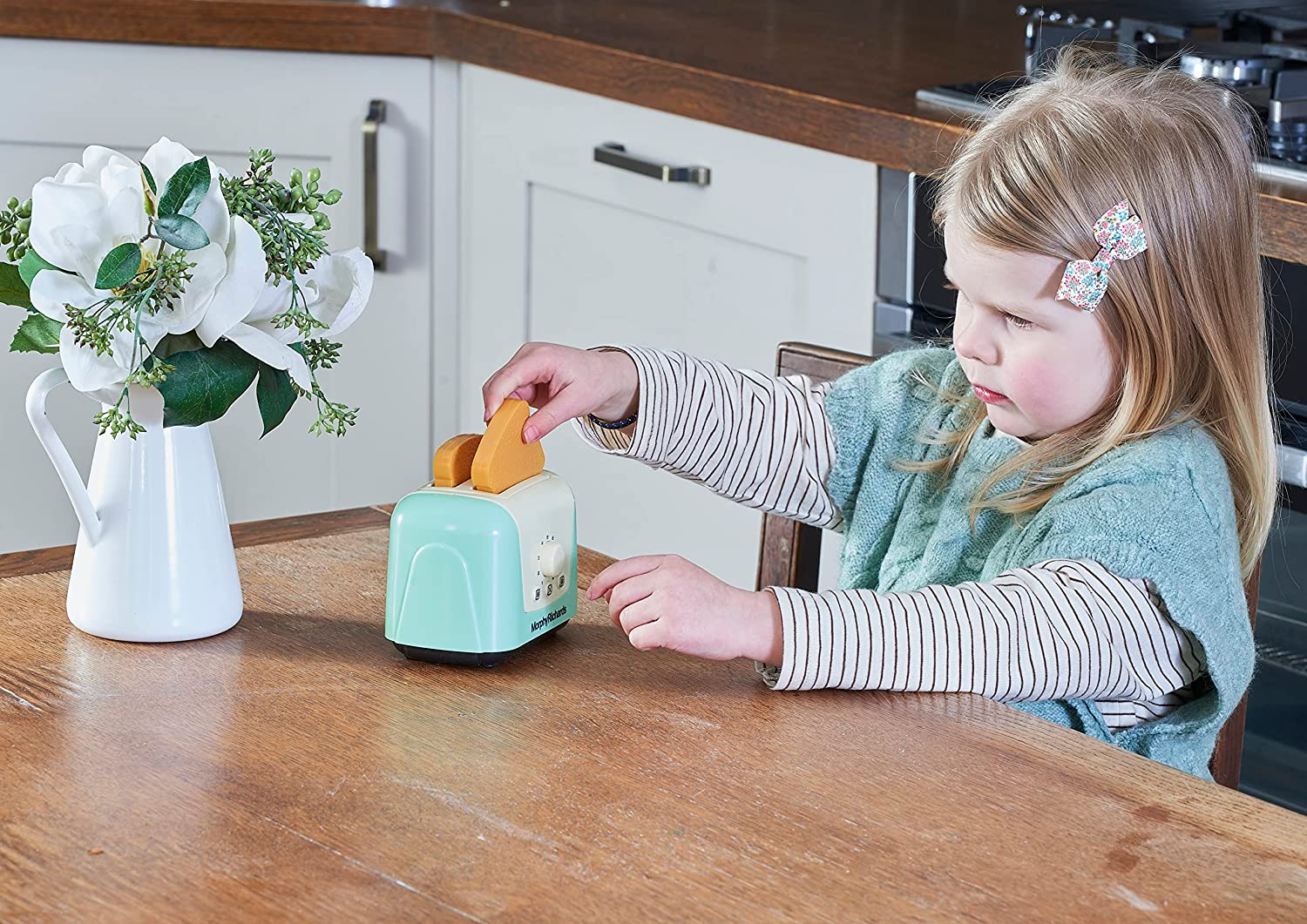 Casdon Morphy Richards Toaster | Pop-Up Toy Toaster for Children Aged 3+ | Includes 2 Pieces of Pretend Toast for Realistic Play!, Teal
