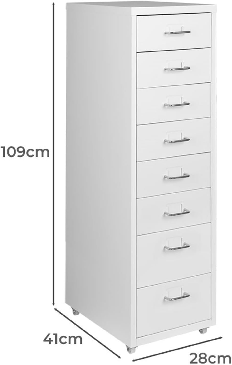 LEVEDE Mobile File Cabinets with 8 Drawers, Metal Chest of Drawers Anti-Rust, Bedside Cabinet Organiser, Multi-Purpose Home Office Furniture for Living Room, Bedroom, Bathroom, Office (White) image number 6
