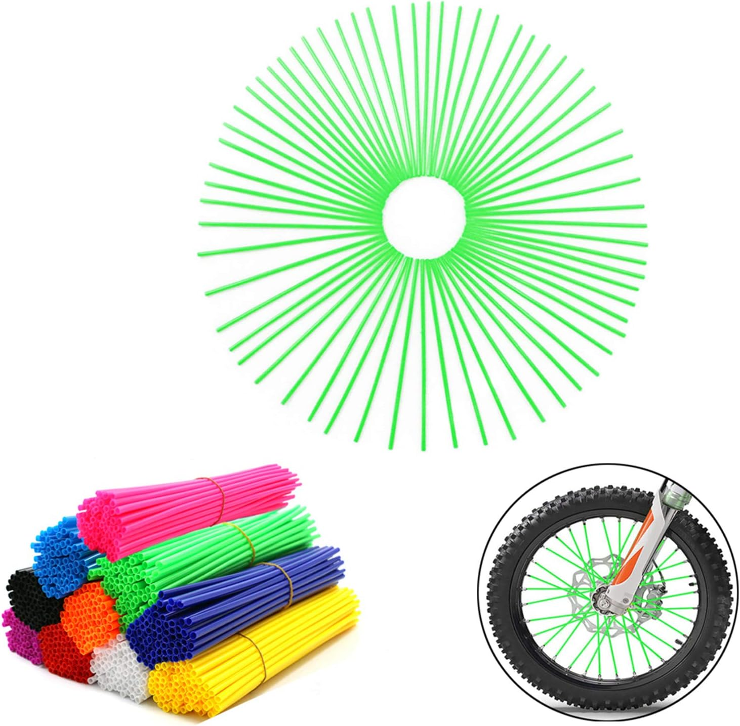 72Pcs Universal Spoke Skins Covers，Wheel Spoke Wraps Skins Pipe Trim Decoration Protector for Motorcycle Dirt Bike Yamaha Honda BMW Suzuki Kawasaki Pink