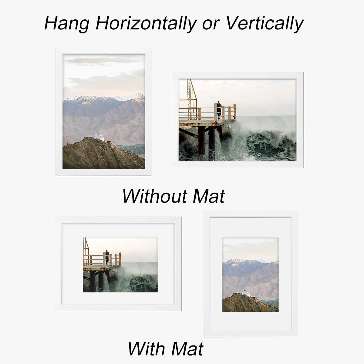 RUN HELIX A3 White Picture Frame Set of 2, 29.7X42 Cm, Wooden Frame with Plexiglass, Wall Mount, Collage Frame image number 3