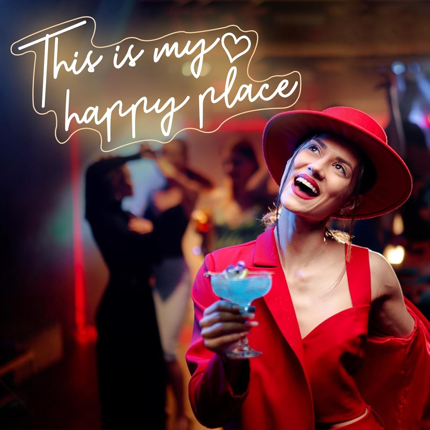 This Is My Happy Place Neon Sign Dimmable Warm White LED Neon Light Aesthetic Room Decor for Teen Girls Neon Light Signs for Bedroom, Salon,College Dorm, Wedding Party Decor Neon Classroom Sign image number 3