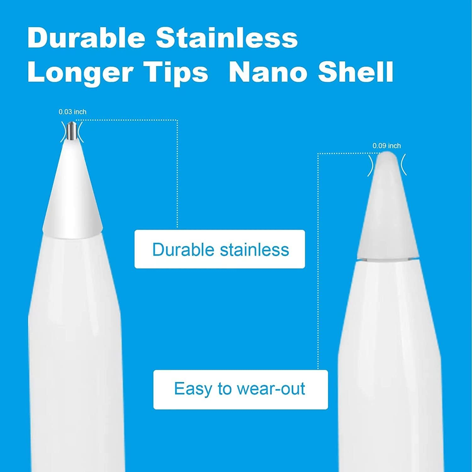 2PCS Upgraded Pencil Tips, KAPASKI Precision Control Tips for Apple Pencil 1St/2Nd Gen, Fine Point Replacement Nibs, White image number 4