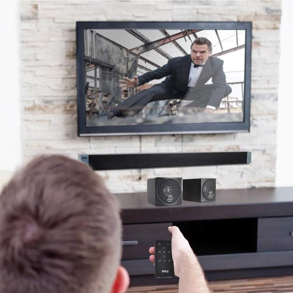 Pyle Home PCB3BK 3-Inch 100-Watt Mini Cube Bookshelf Speakers - Pair (Black) (Pair) image number 2