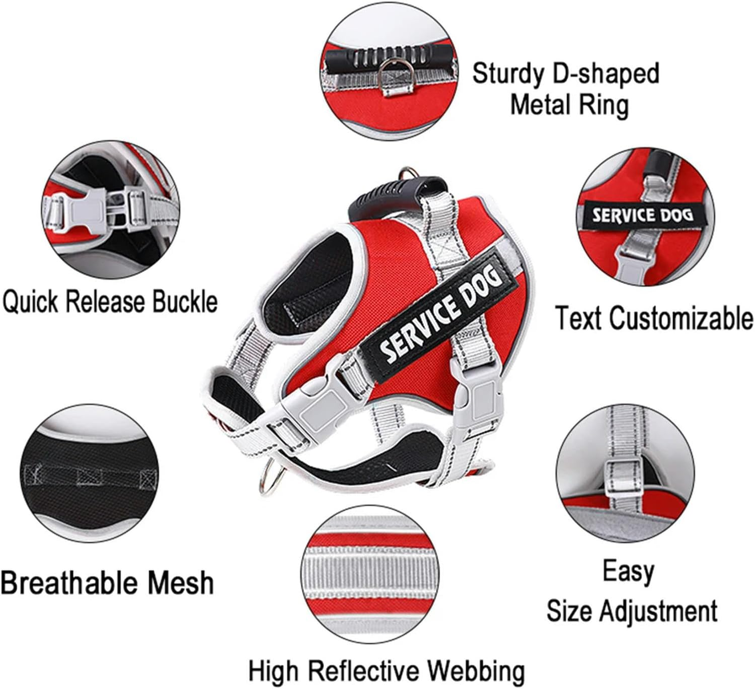 UOSIA No Pull Tactical Dog Harness Service Dog Vest Adjustable Military Dog Vest Harness with Rubber Handle Easy Control Pet Vest for Small Medium Large Dogs image number 5