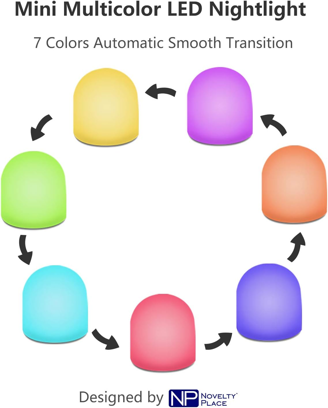 Novelty Place Color Changing Mini Nightlight, Multicolor LED Mood Lighting - Night Light for Kid'S Bedroom, Bathroom, Living Room - Battery Powered (Pack of 12) image number 2