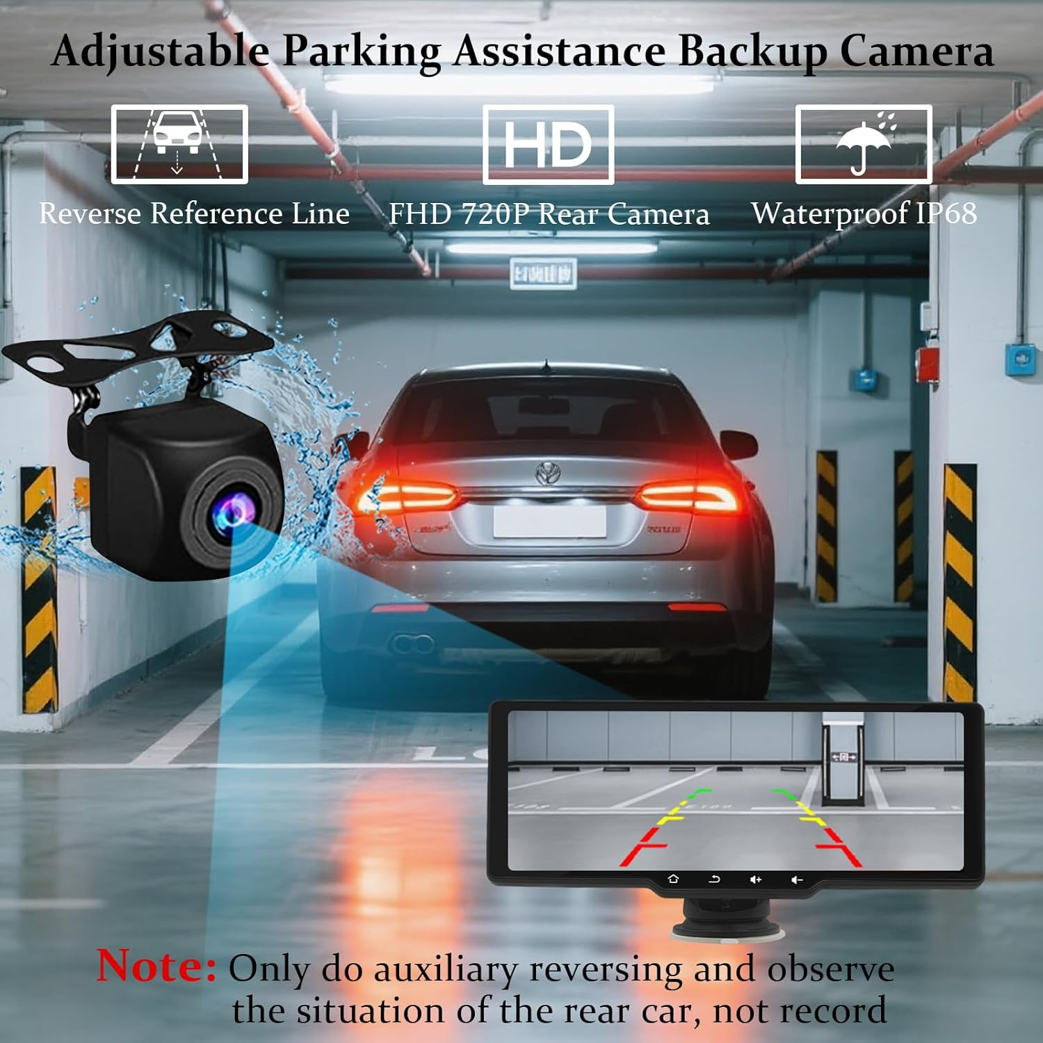 Oolong Wireless Apple Carplay & Android Auto,10.26" Portable Carplay IPS Touch Screen with 1080P Rear View Camera, Airplay/Mirror Link, Voice Control,Gps,Fm/Aux/Bluetooth,Suitable for All Vehicles image number 3