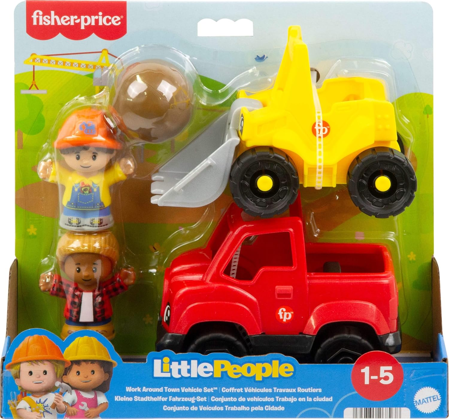 Fisher-Price Little People Toddler Toys, Work around Town 5-Piece Vehicle & Figure Set for Pretend Play Kids Ages 1+ Years image number 1
