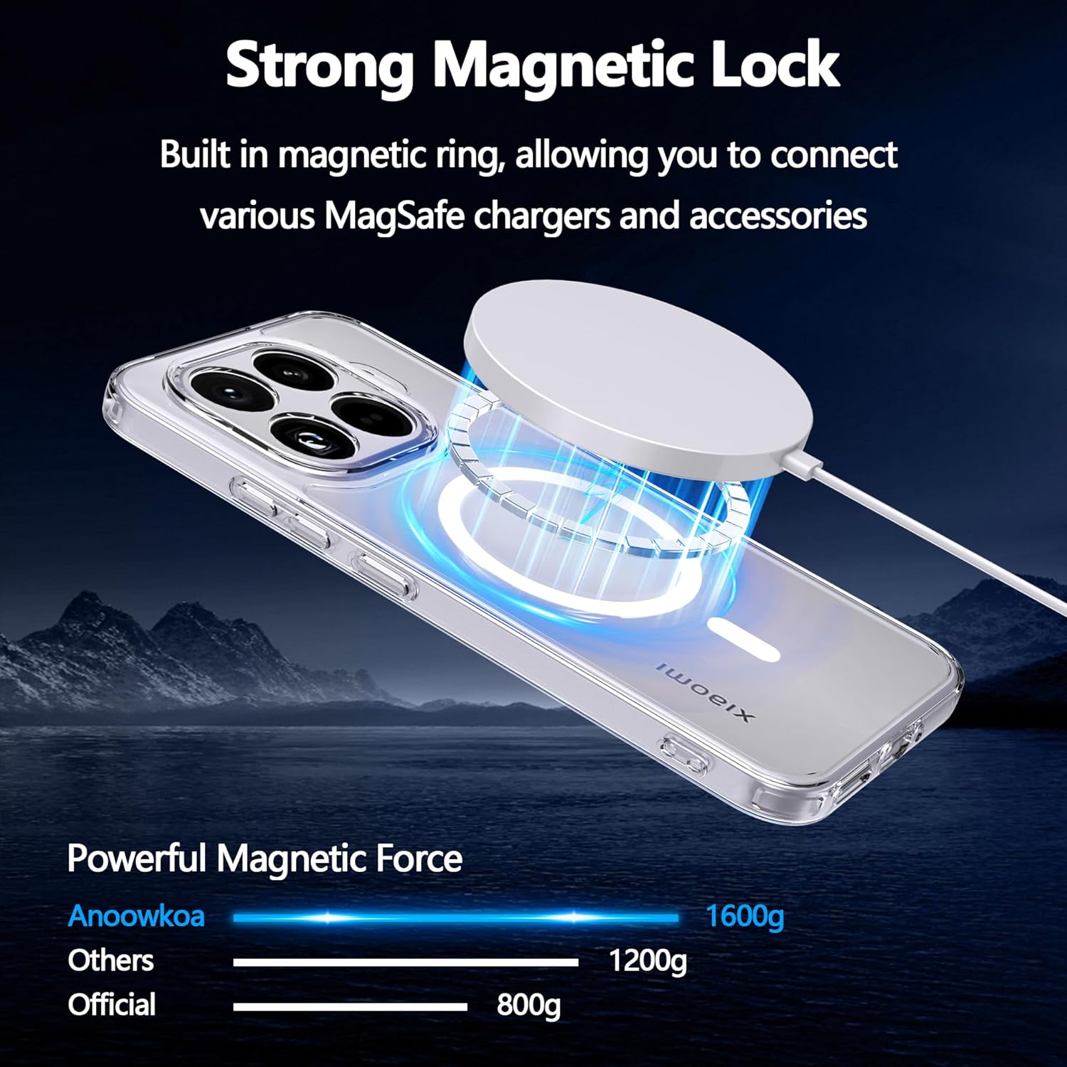Anoowkoa Magnetic Case for Xiaom 15T Pro Case and Pack of 2 Tempered Glass, Suitable for Magsafe, Anti-Yellowing, Anti-Scratch, Compatible with Xiaom 15T Pro (Clear) - Xiaomi 17 Pro Max image number 7