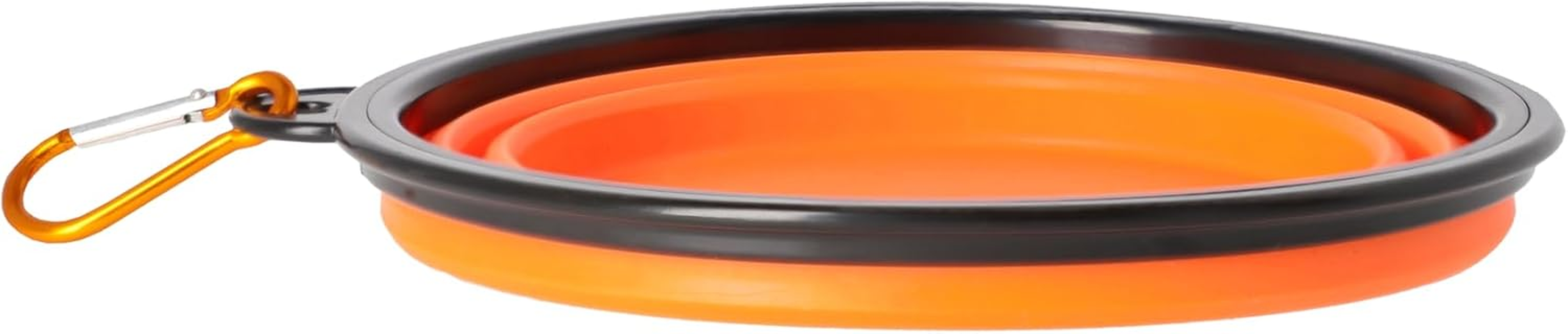 Dingo Dog Travel Bowl Made of Silicone with a Metal Carabiner, Black Edge Additionally Stiffened, Foldable and Lightweight Dog Feeder, Capacity 1000 Ml, Orange (14468)