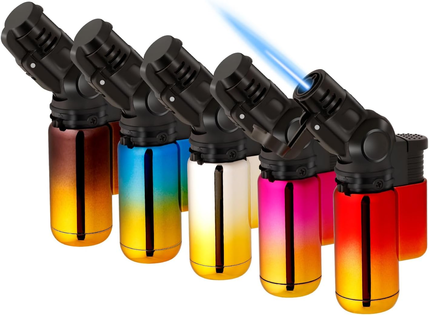 Pack of 5 Torch Lighter, Mini Jet Single Flame Butane Lighters, Multi-Purpose Lighter,45&deg; Rotatable for Campfires, Candle, Fireplaces, Christmas Party Favors (Gas Not Included) image number 3