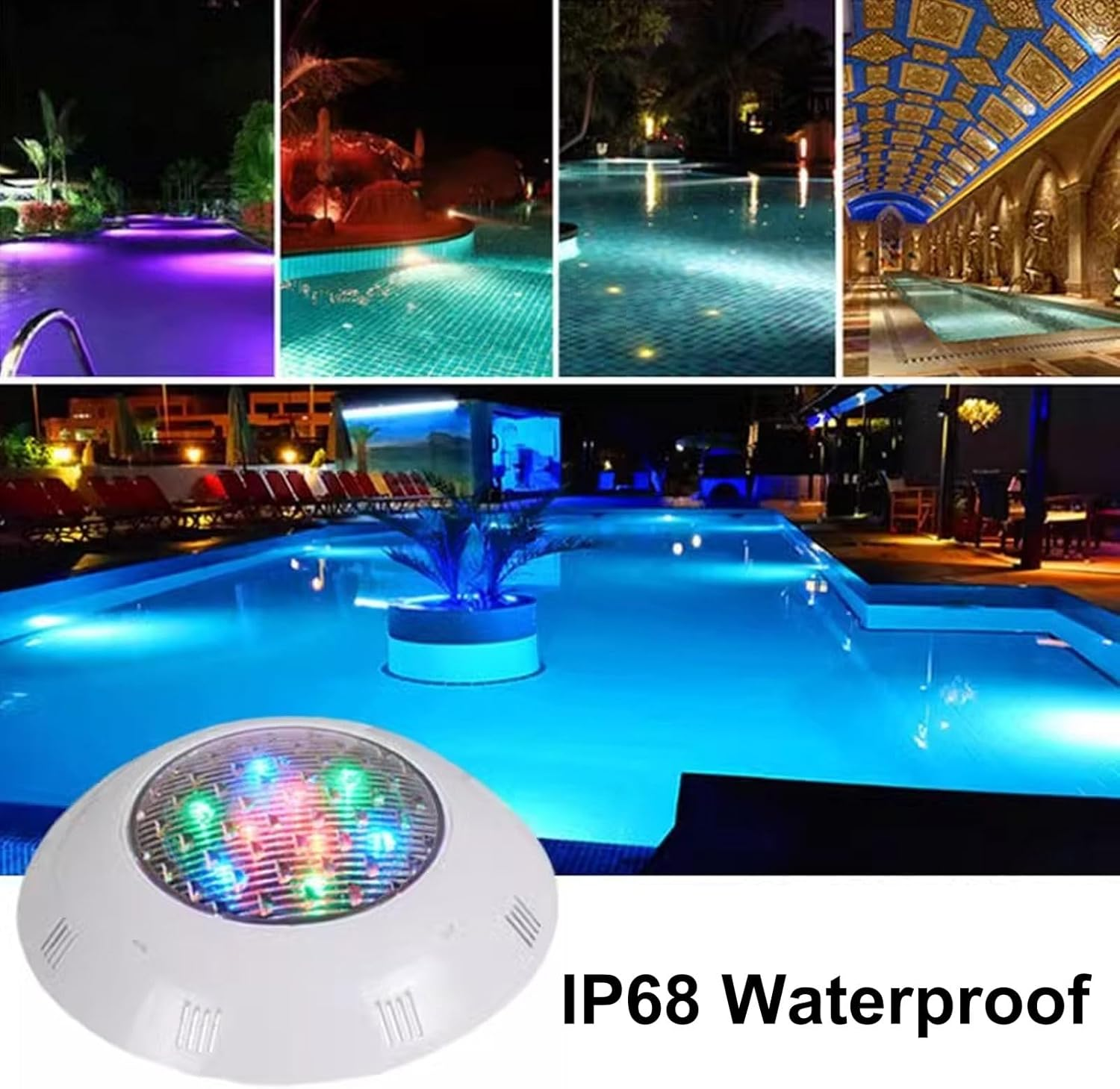 LED Pool Light, Underwater Pool Light 12V, RGB Color Changing, with Remote Control, 7 Colors, 3 Modes, Ideal for Inground, Spas, Decoration image number 3