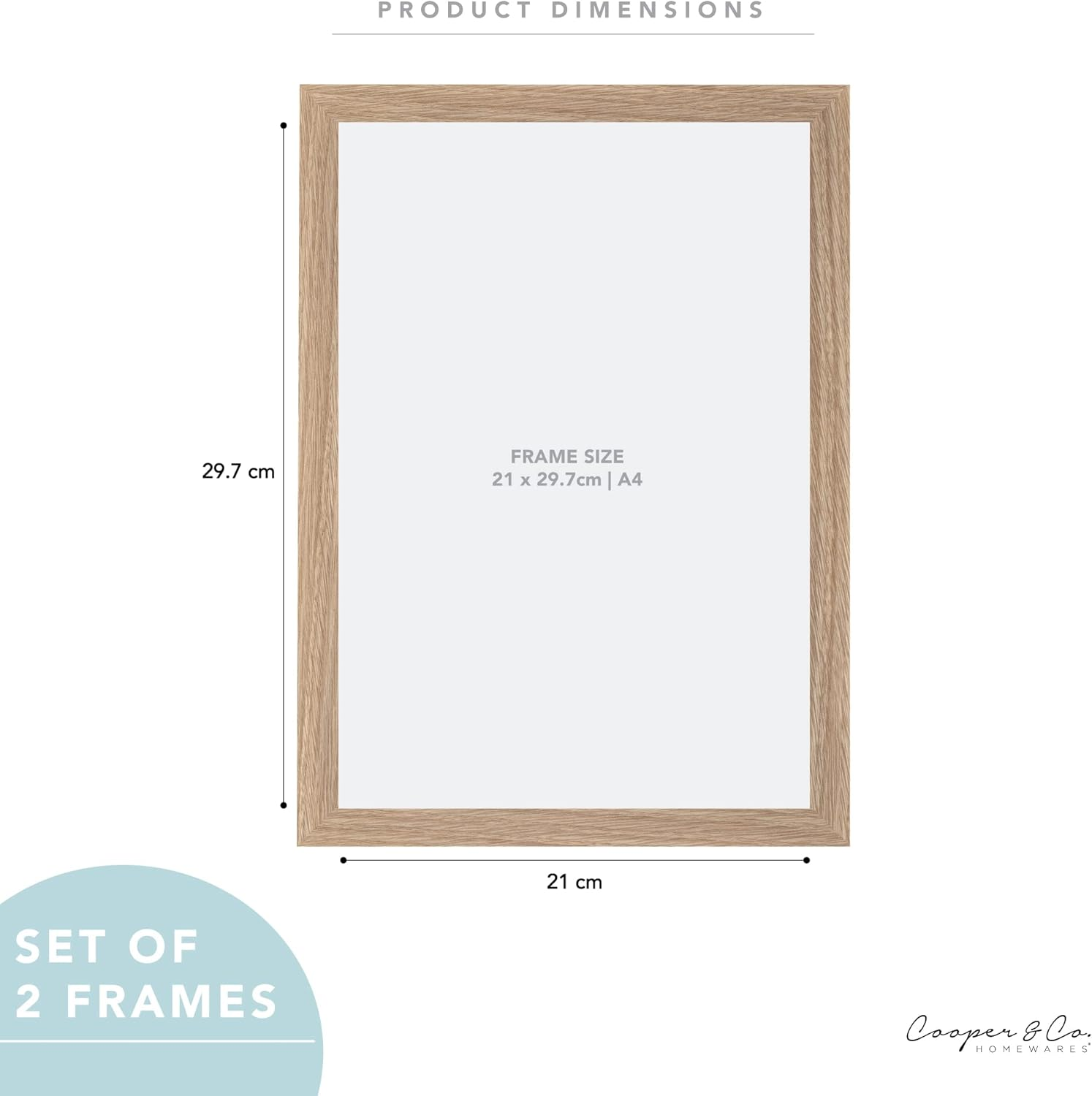 Cooper & Co Set of 2 21X29.7Cm Oak Premium Paradise Wooden Photo Frame image number 7