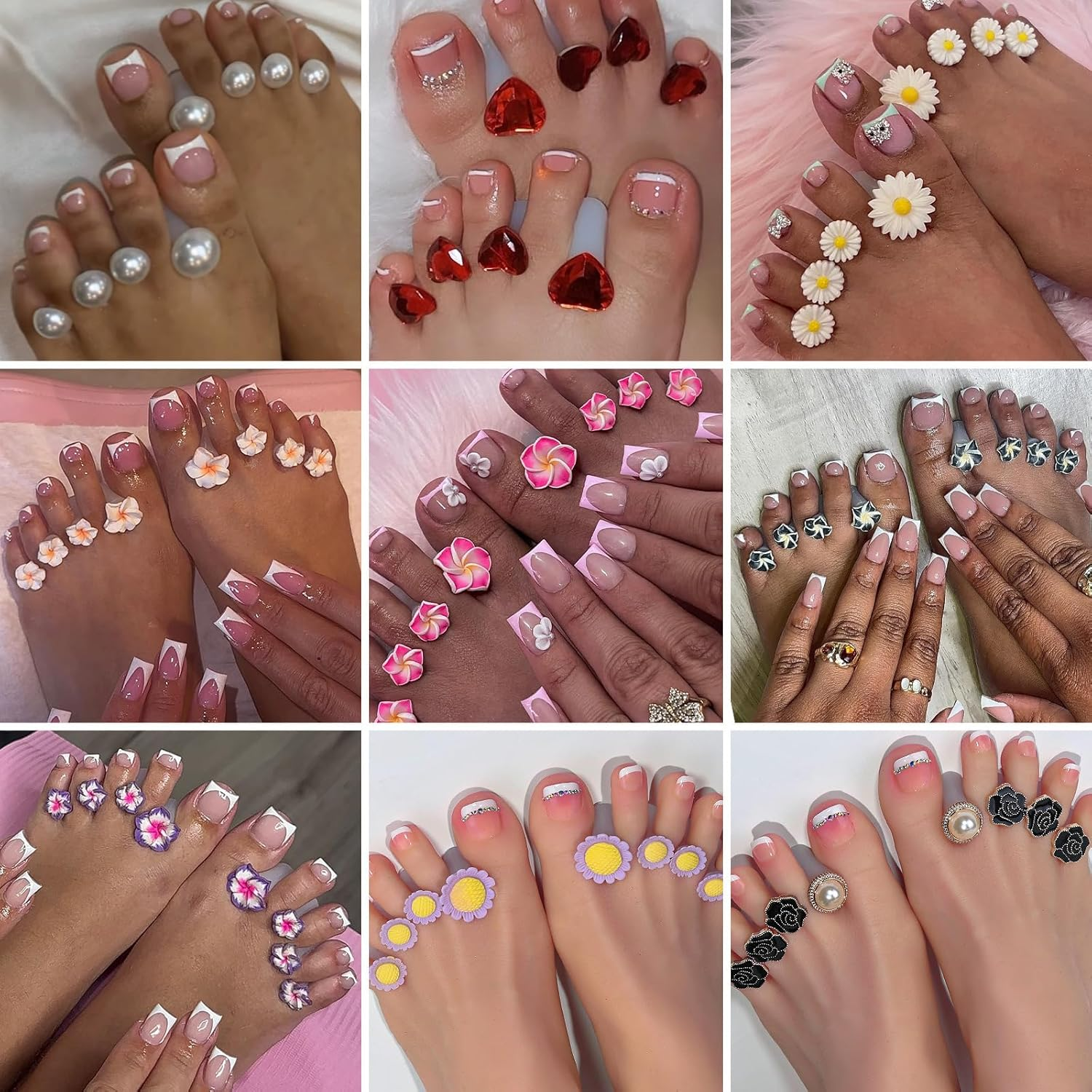 8Pcs Soft Silicone Toe Separator,Reusable Charming Pearls Pedicure Toe Dividers Toenail Manicure Dividers for Nail Polish Application (Pearls, One Size)