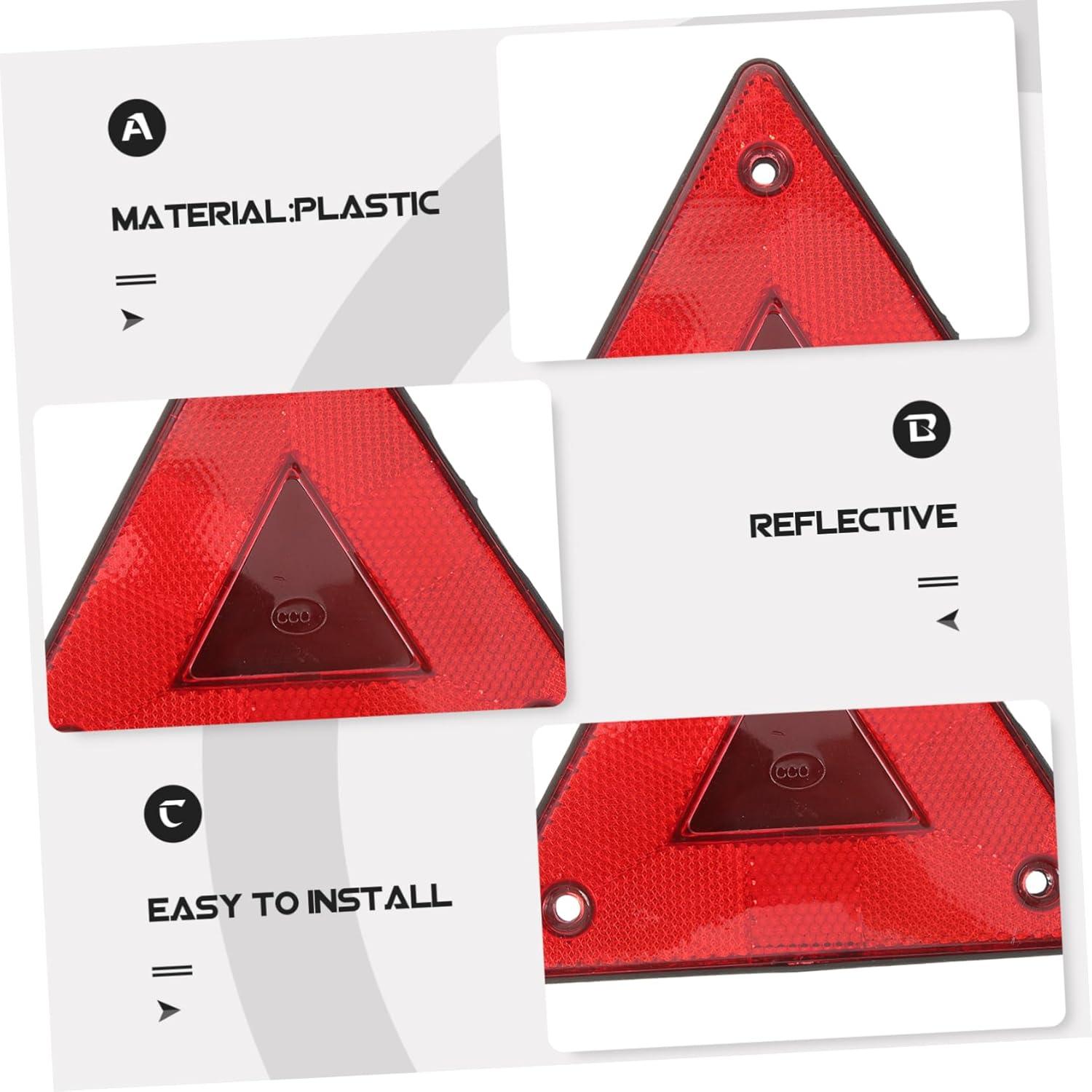 Vehicle Reflective Triangle Signs 6Pcs Plastic Car Reflectors Reflective Sheets for Easy Replacement Material Night Universal Use image number 6