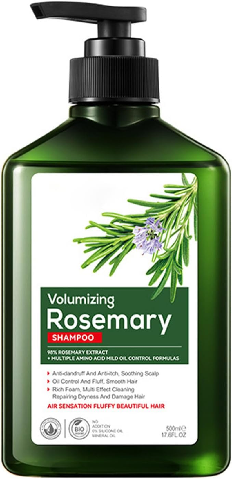 FEESHOW Rosemary Oil Shampoo 500Ml for Dry Damaged Hair Hydrating Gentle Cleanse Scalp Soothing Itch Relief Moisturizing Shine Strength Green One Size image number 6