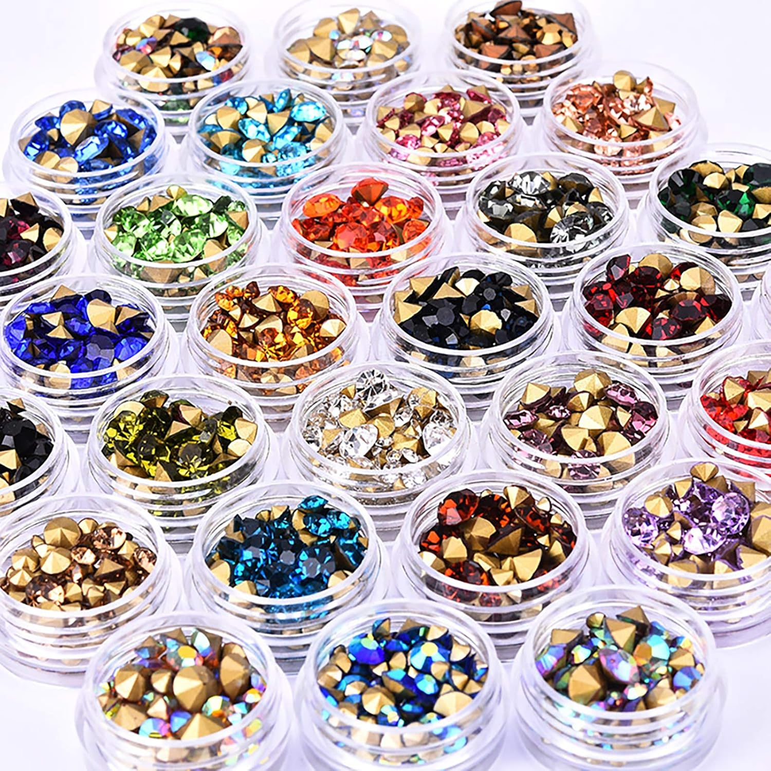 2 Boxes Nail Art Rhinestone Flat-Back Rhinestone Super Glitter Nail Decoration Sharp Bottom Crystal Deep Pink image number 1