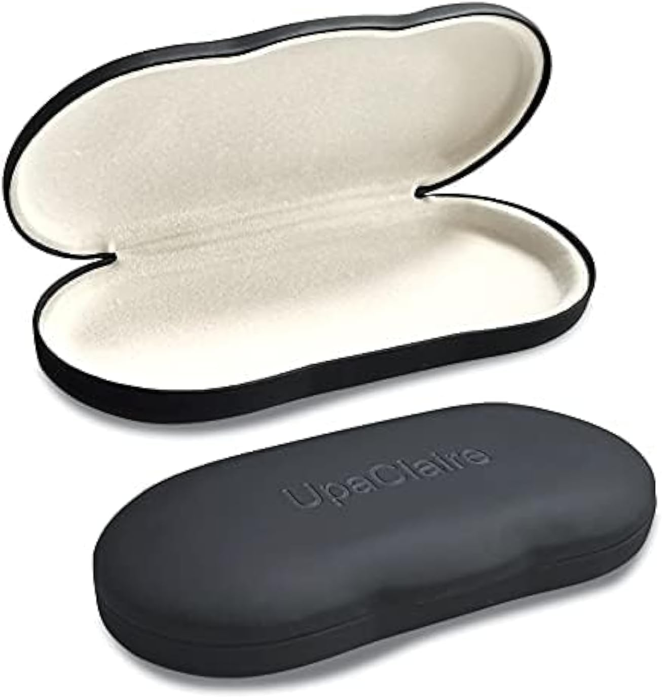 Upaclaire Clip-On Glasses Case Slim Hard Shell Ultra-Light Retro Flat Glasses Storage Box Compression Resistant Black