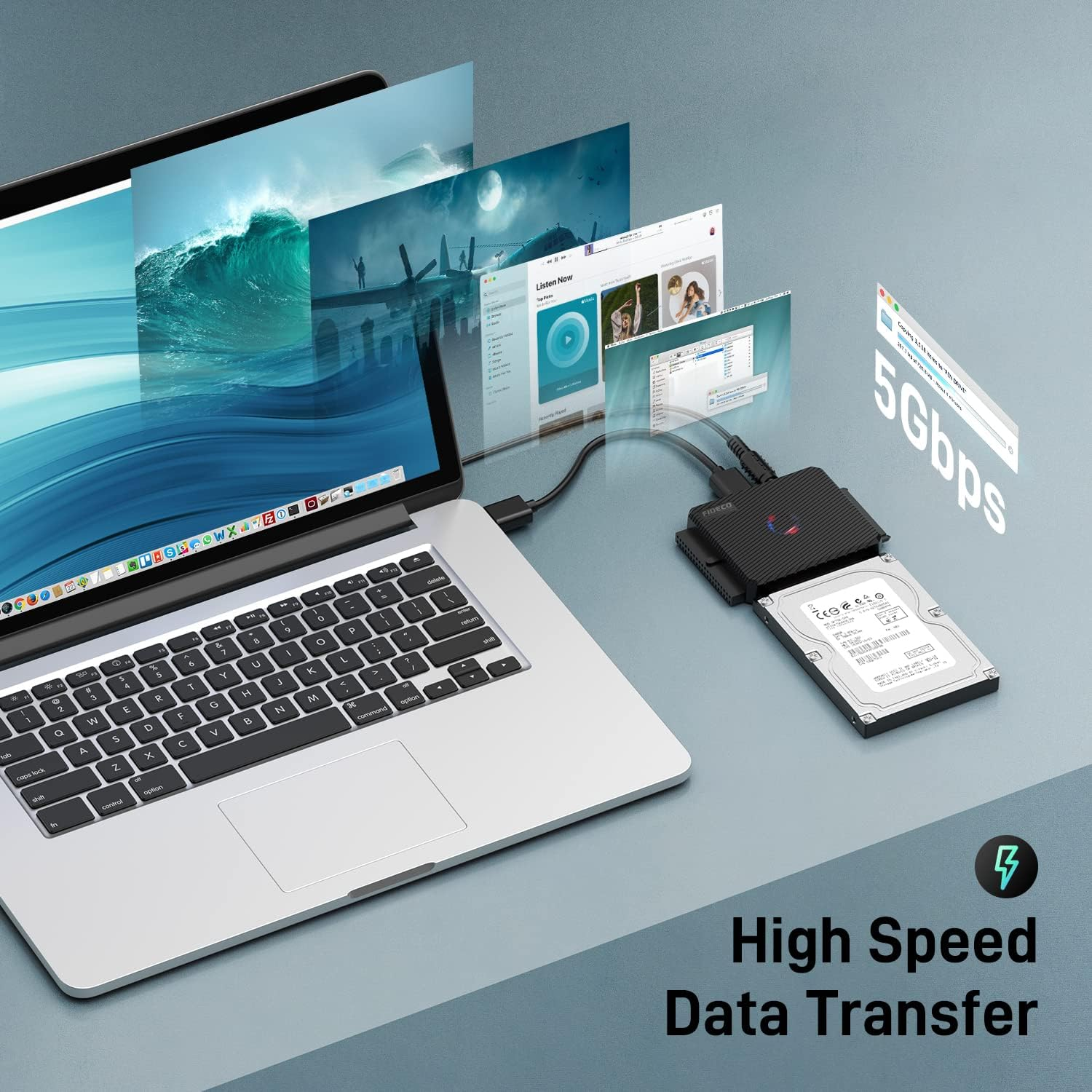 FIDECO SATA/IDE to USB 3.0 Adapter, Hard Drive Cable Converter for Universal 2.5/3.5 Inch IDE and SATA External HDD SSD, 5.25-Inch DVD-ROM/CD-ROM/CD-RW/DVD-RW image number 5