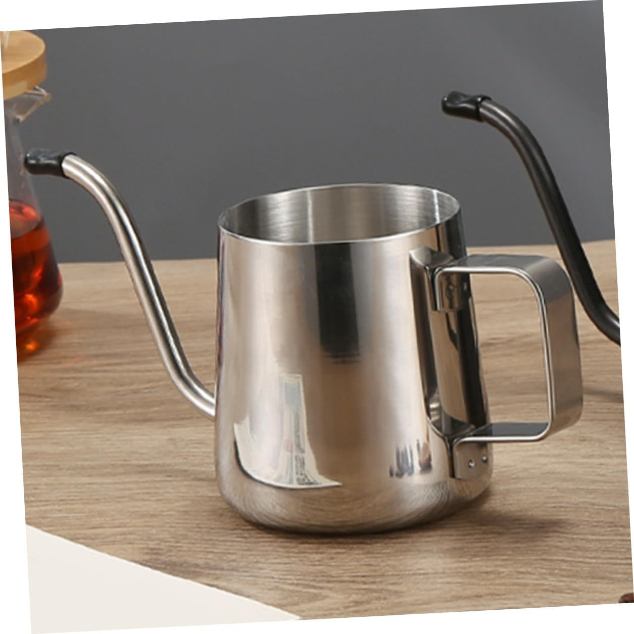 ROMISBABA Stainless Steel Coffee Kettle with Long Spout Heat-Resistant Metal Gooseneck Kettle for Induction and Gas Stove Multi-Use Tea and Coffee Pot for Office Home and Camping