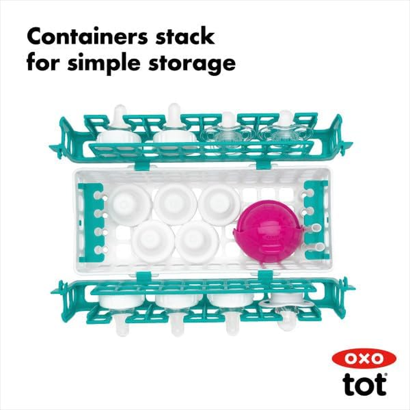 OXO Tot Dishwasher Basket for Bottle Parts & Accessories, Teal, 1 Count (Pack of 1) - Teal image number 4