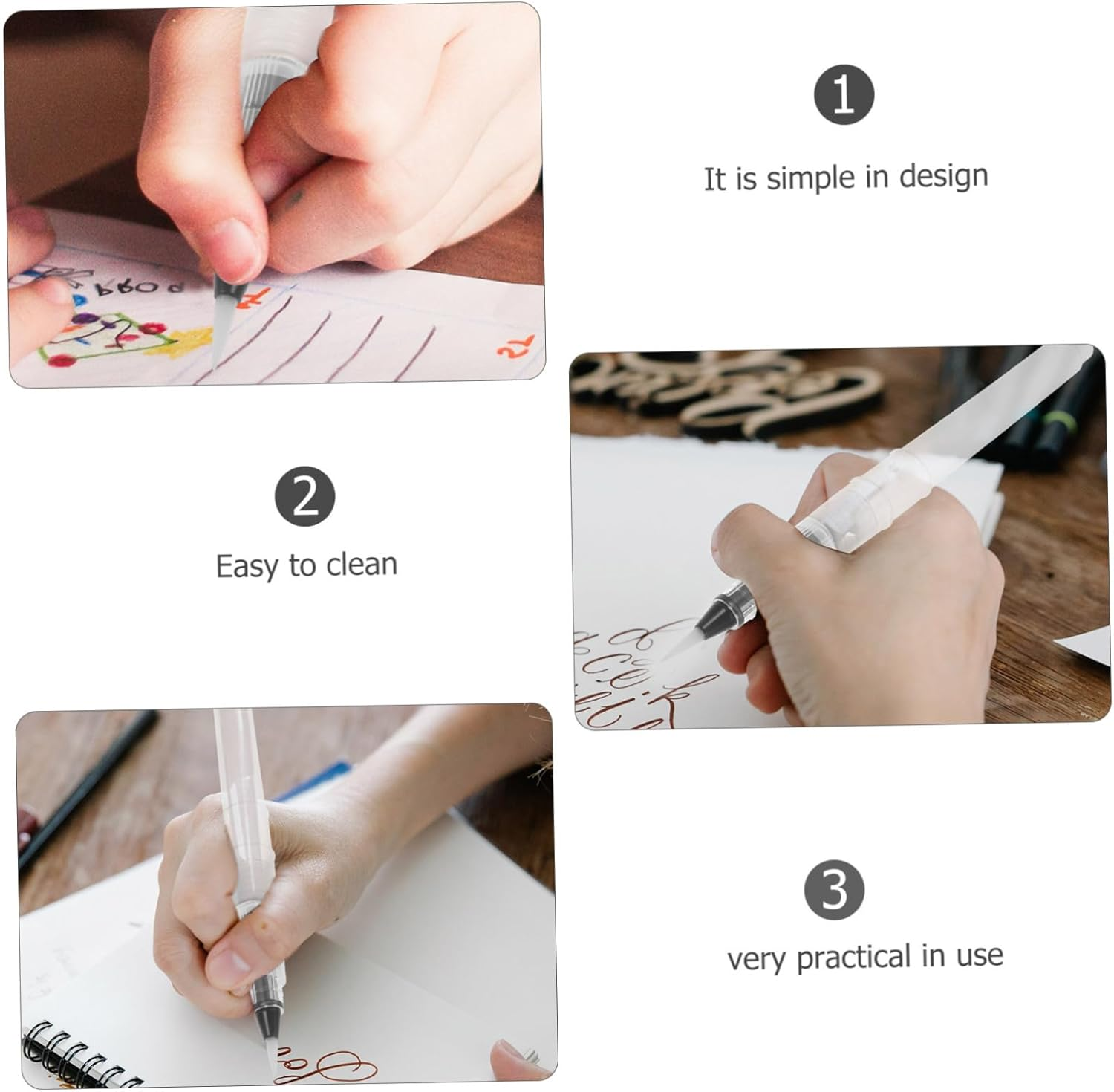 COHEALI 3Pcs Refillable Watercolor Pens Water Brush Pen Empty Watercolor Pen Water Painting Pen Watercolor Art Brush Fillable Paint Pen Water-Base Markers Paint Art Pens Nylon Wool White - Sky-Blue image number 3