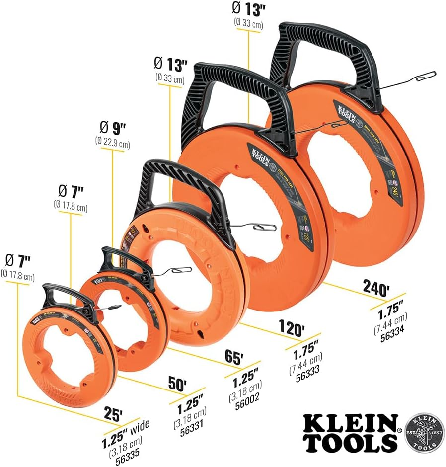 KLEIN TOOLS STEEL FISH TAPE 1/8-INCH X 240-FOOT